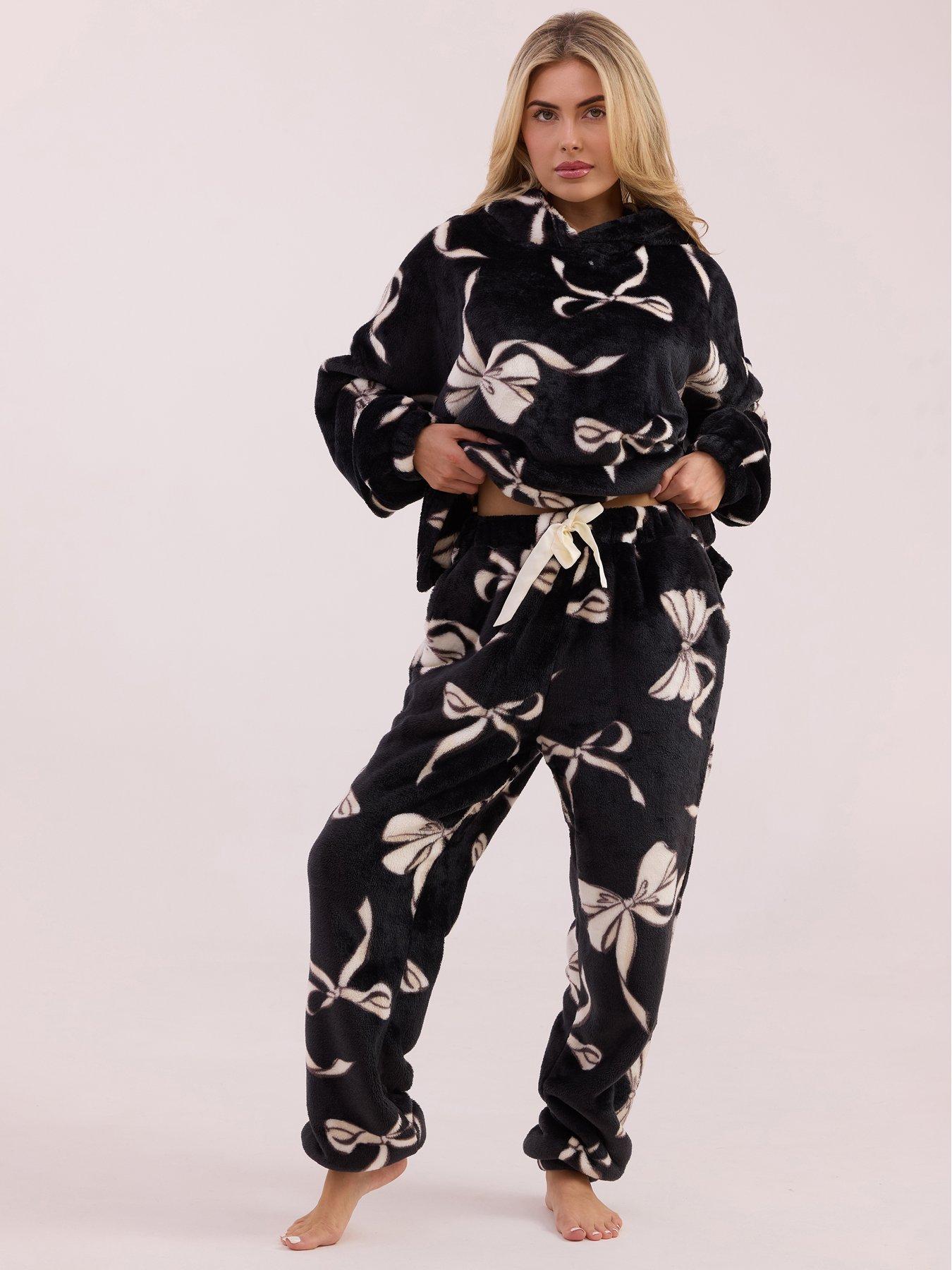 Image 4 of 5 of Jim Jam The Label Bow Print Twosie - Black/white