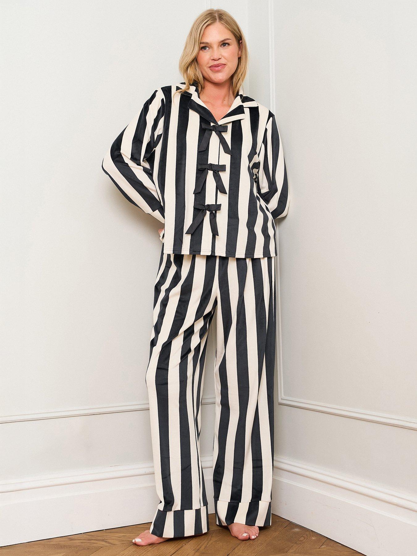 Jim Jam The Label Bow Traditional Pyjama Set - Black/white