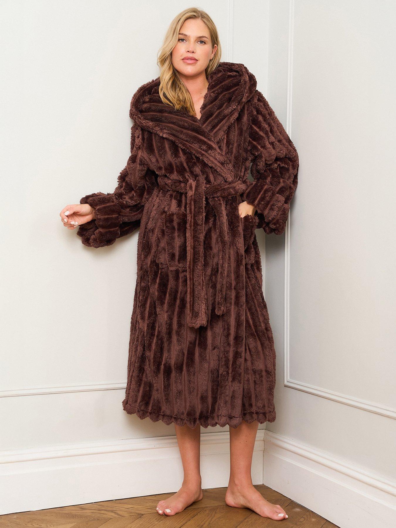 Jim Jam The Label Chocolate Ribbed Dressing Gown - Chocolate
