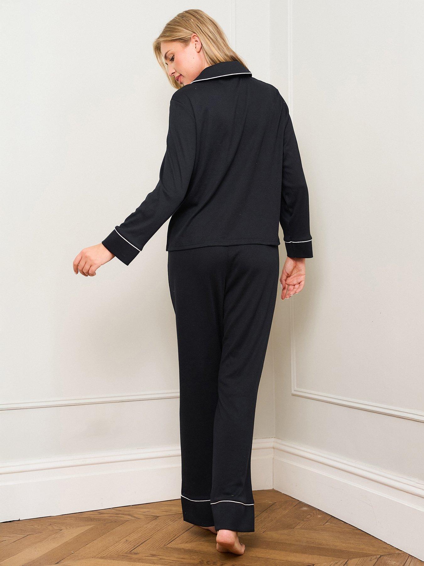  image of jim-jam-the-label-black-traditional-pyjama-set-blackwhite