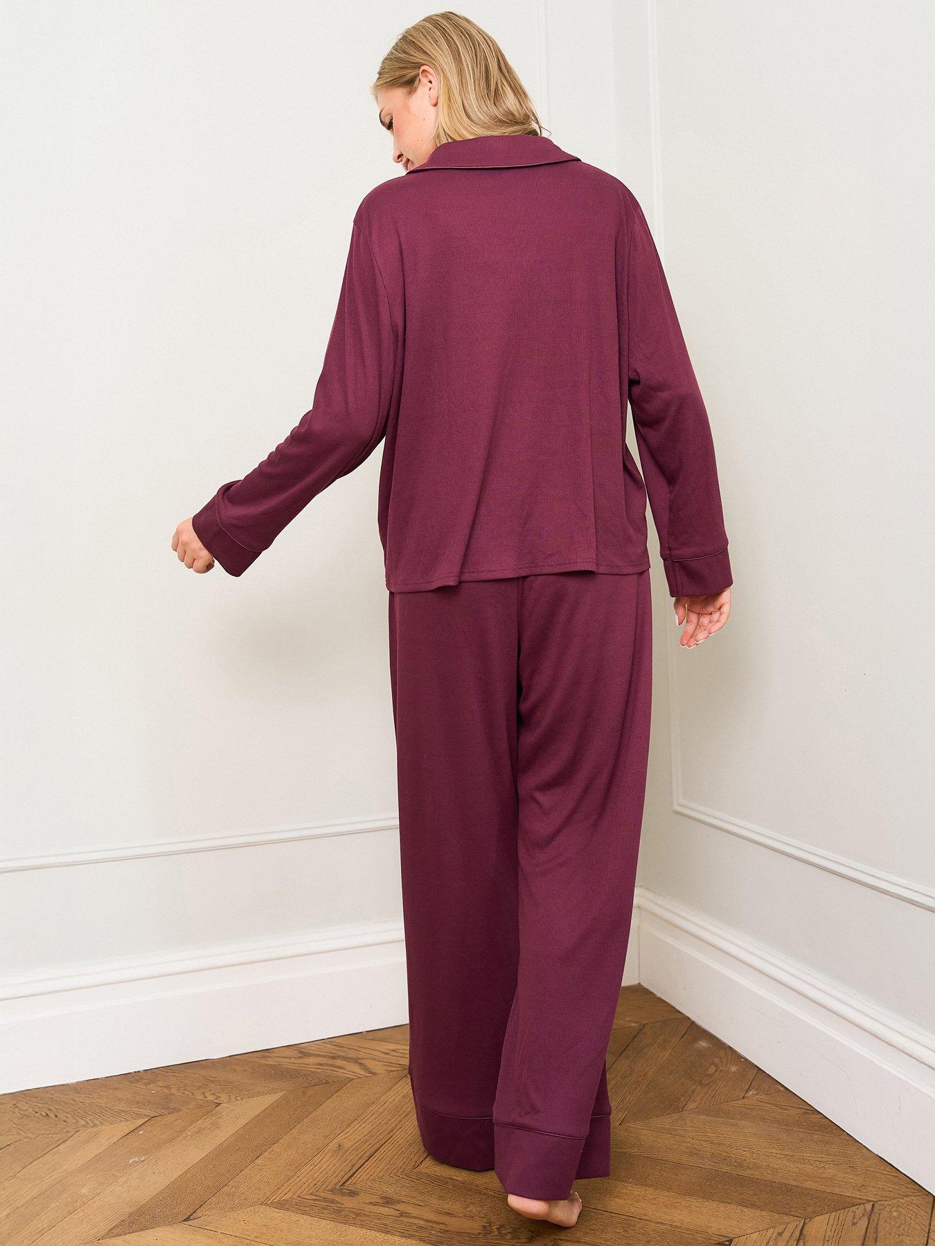 Image 2 of 5 of Jim Jam The Label Burgundy Traditional Pyjama Set - Burgundy