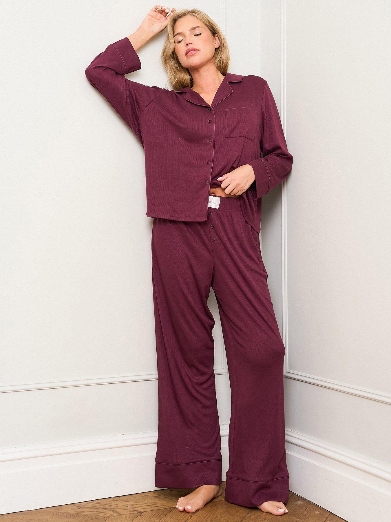 Image 3 of 5 of Jim Jam The Label Burgundy Traditional Pyjama Set - Burgundy