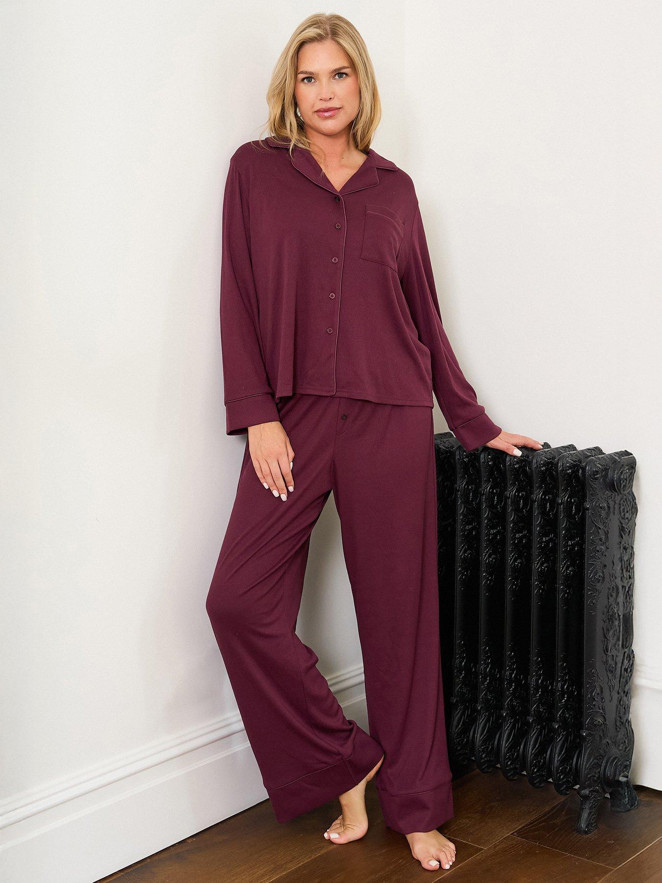  image of jim-jam-the-label-burgundy-traditional-pyjama-set-burgundy