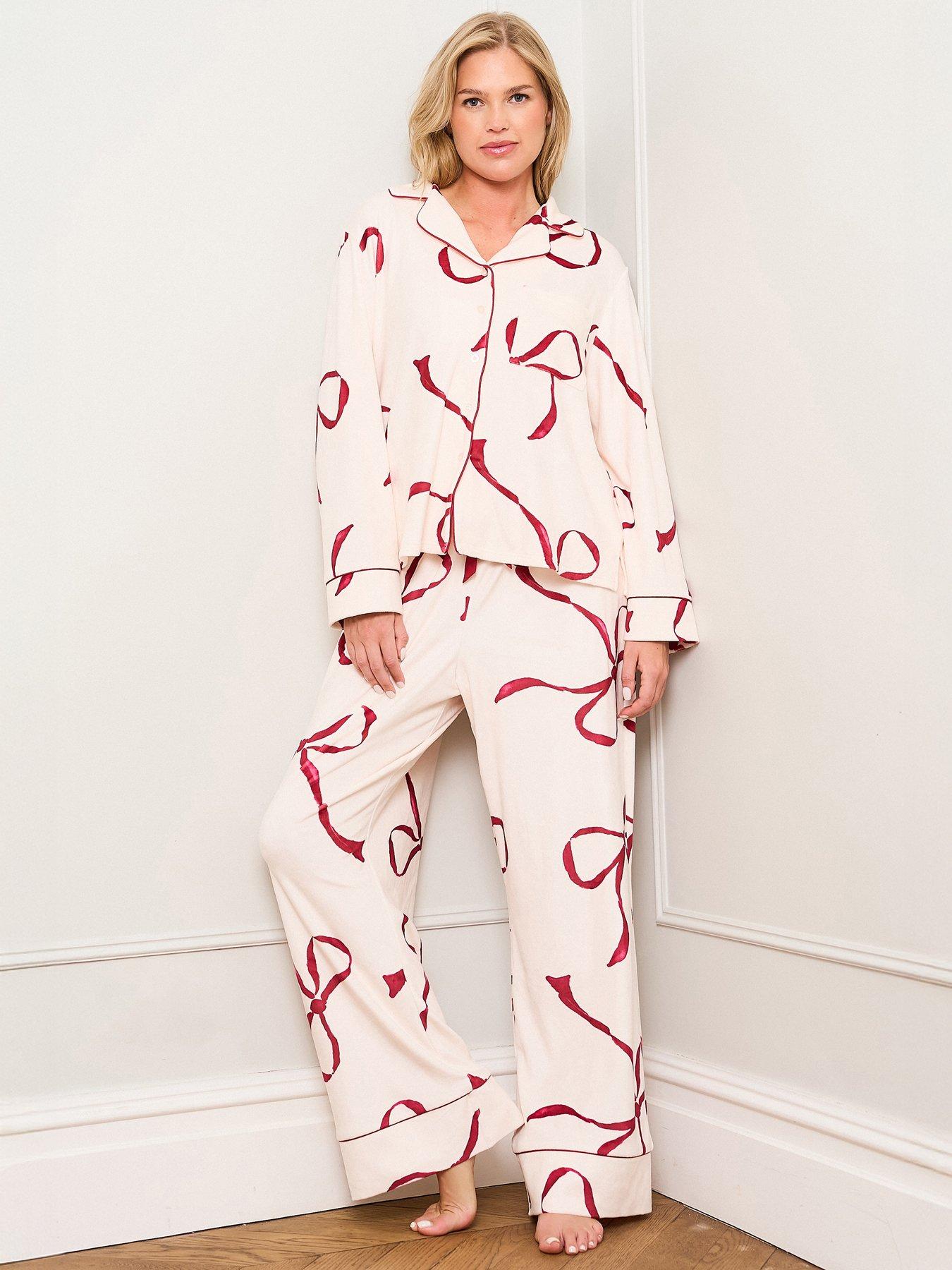 Jim Jam The Label Jim Jam The Label Burgundy Bow Print Pyjamas - Burgundy