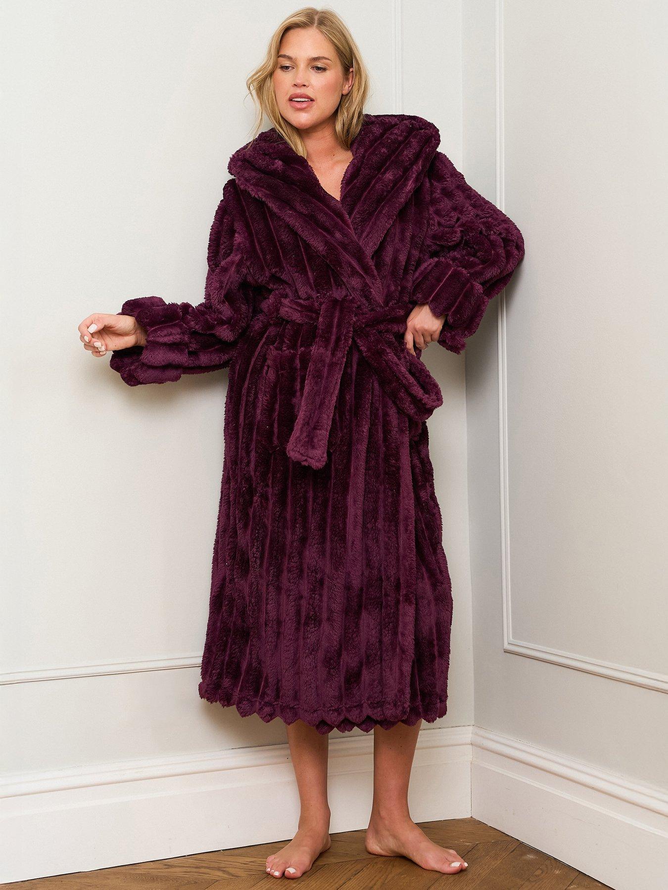 Jim Jam The Label Jim Jam The Label Burgundy Ribbed Dressing Gown - Burgundy