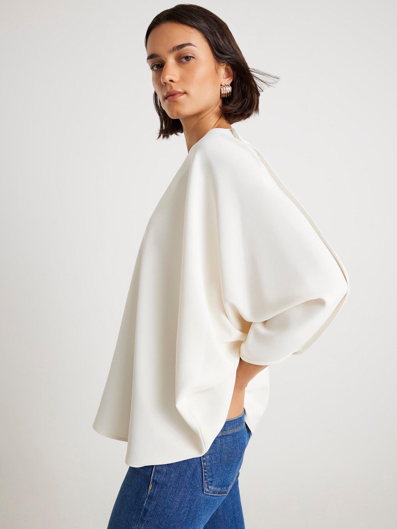 Image 4 of 4 of River Island Long Sleeve Batwing T-Shirt - Cream