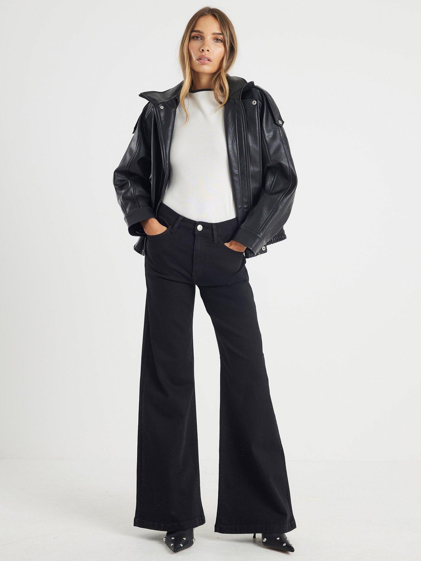 undefined Palazzo Beetle Jeans - Black