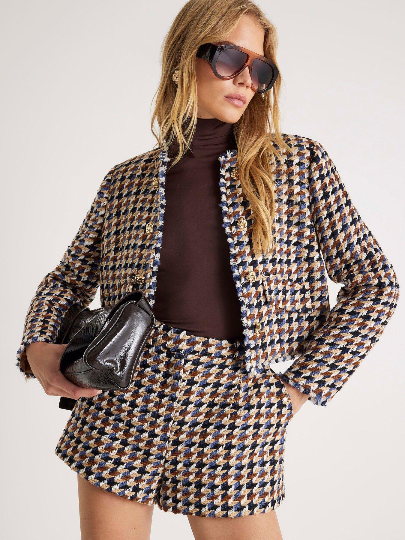 River Island Boucle Tailored Short - Brown