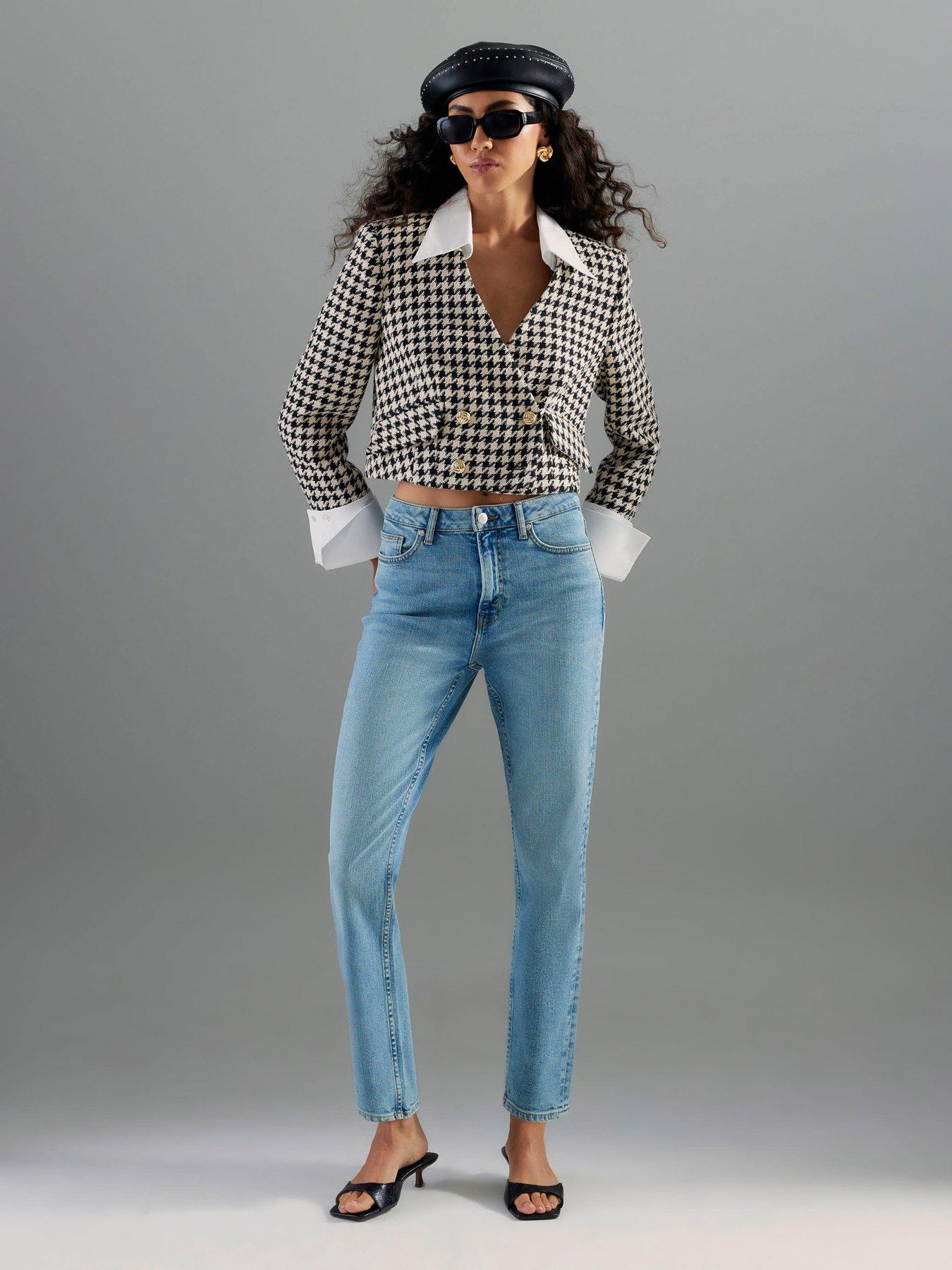 undefined High Rise Ankle Slim Leo Jeans - Blue