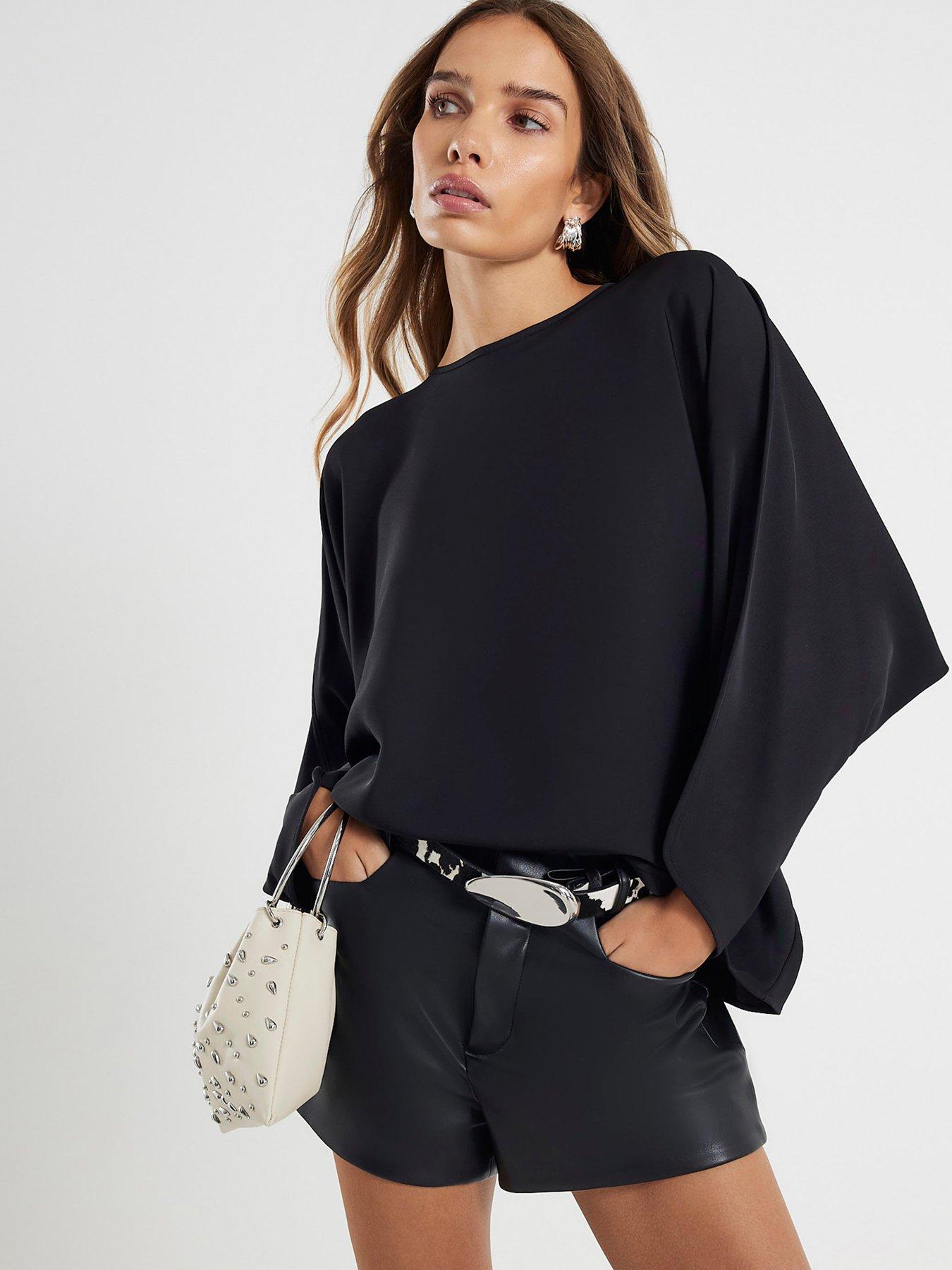 River Island Short Sleeve Batwing T-shirt - Black