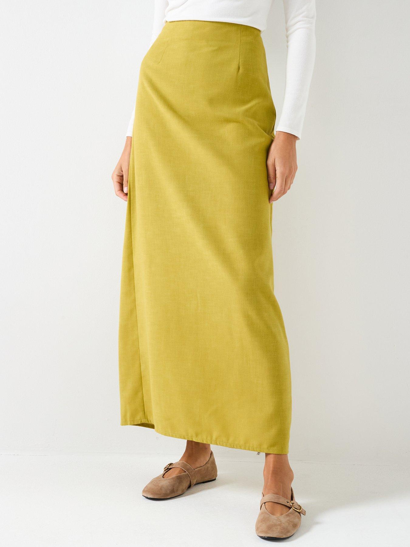 front image of vero-moda-josie-high-waisted-skirt-green