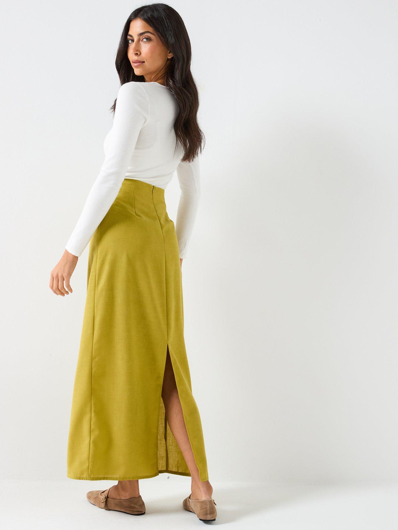 image of vero-moda-josie-high-waisted-skirt-green