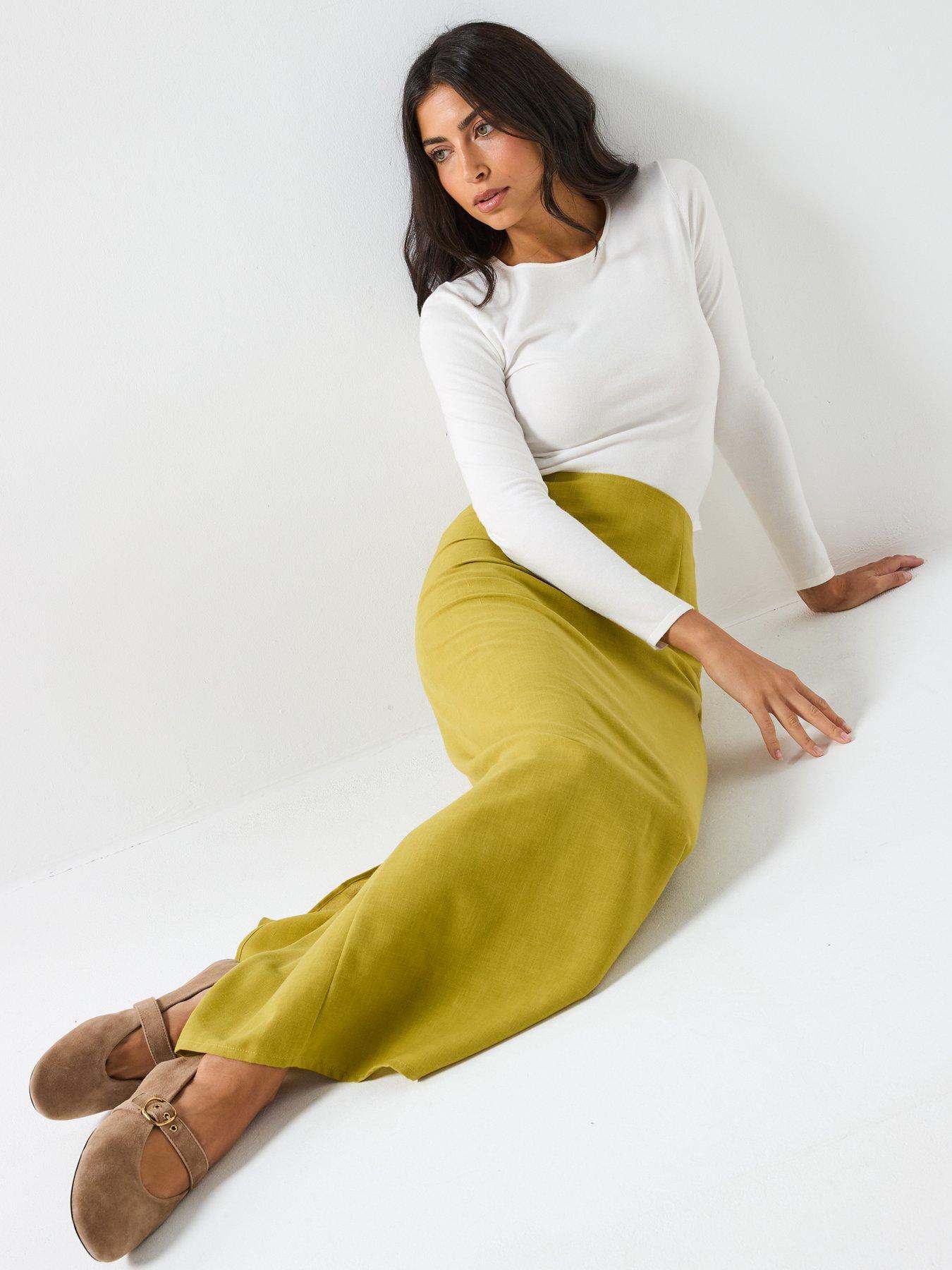  image of vero-moda-josie-high-waisted-skirt-green