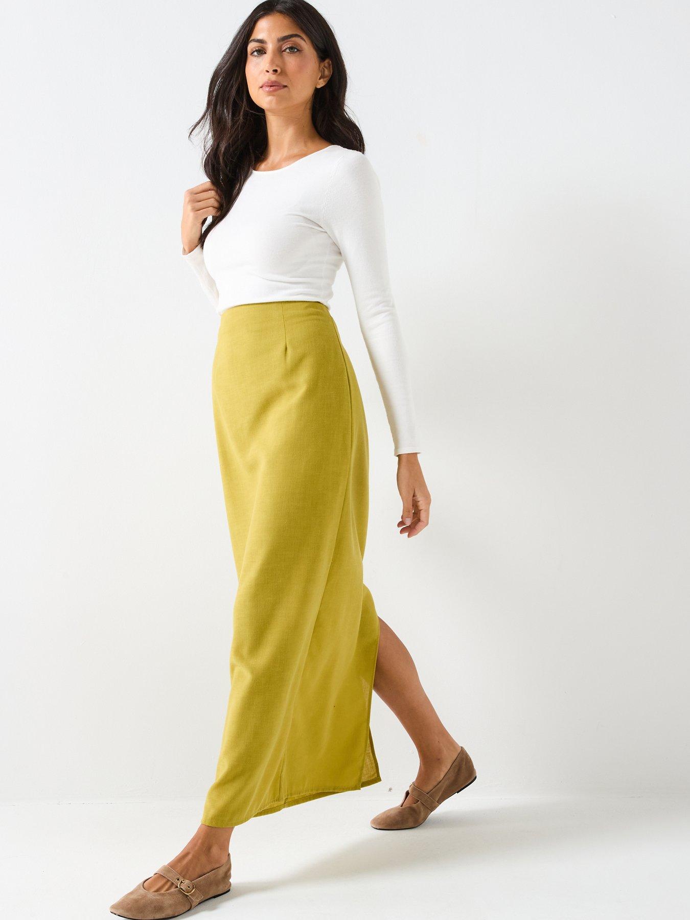  image of vero-moda-josie-high-waisted-skirt-green