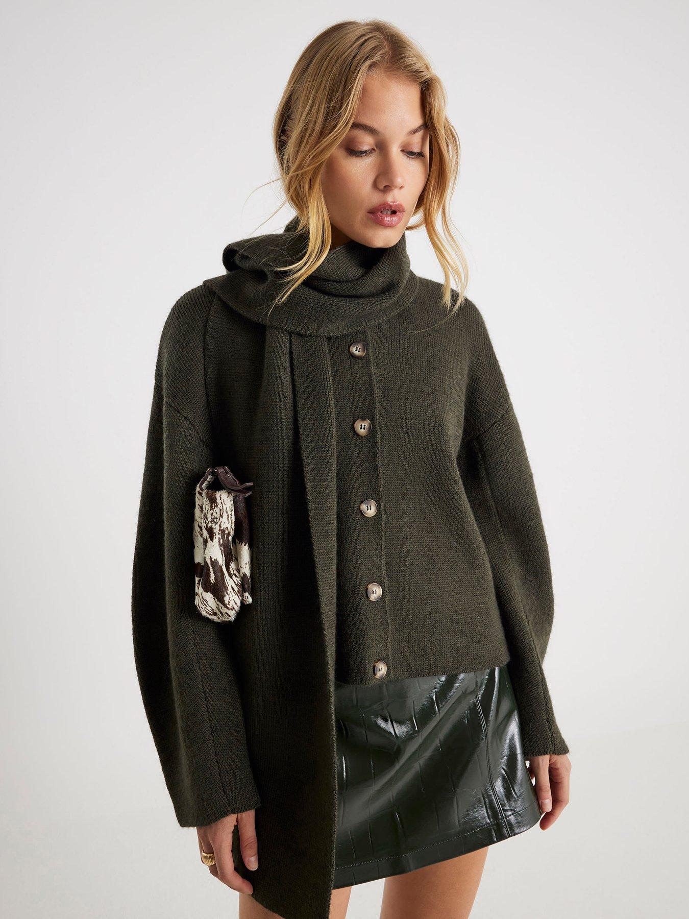 undefined Wrap Scarf Cardigan - Green