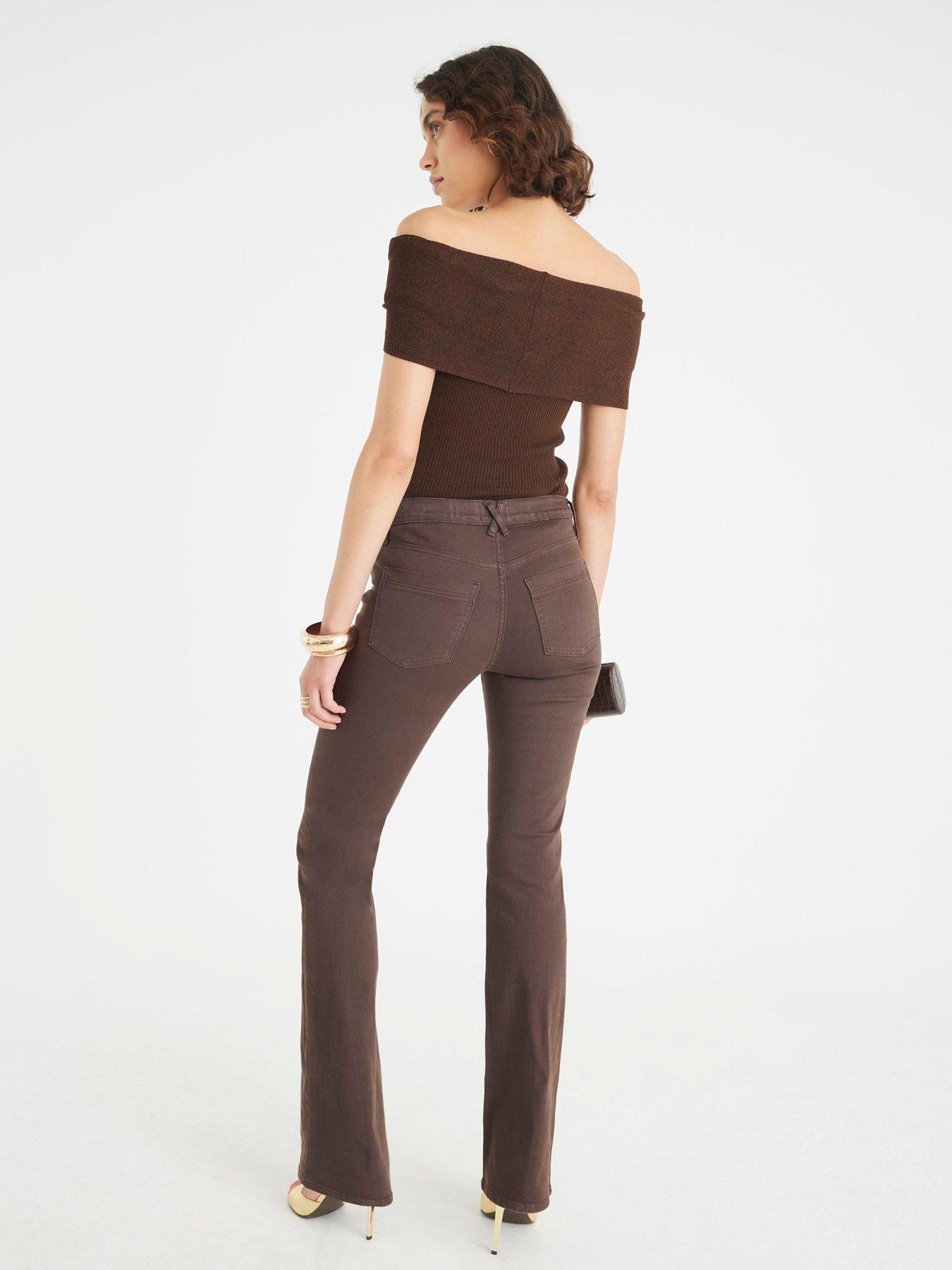Image 2 of 4 of River Island Mid Rise Bootcut Jeans - Brown