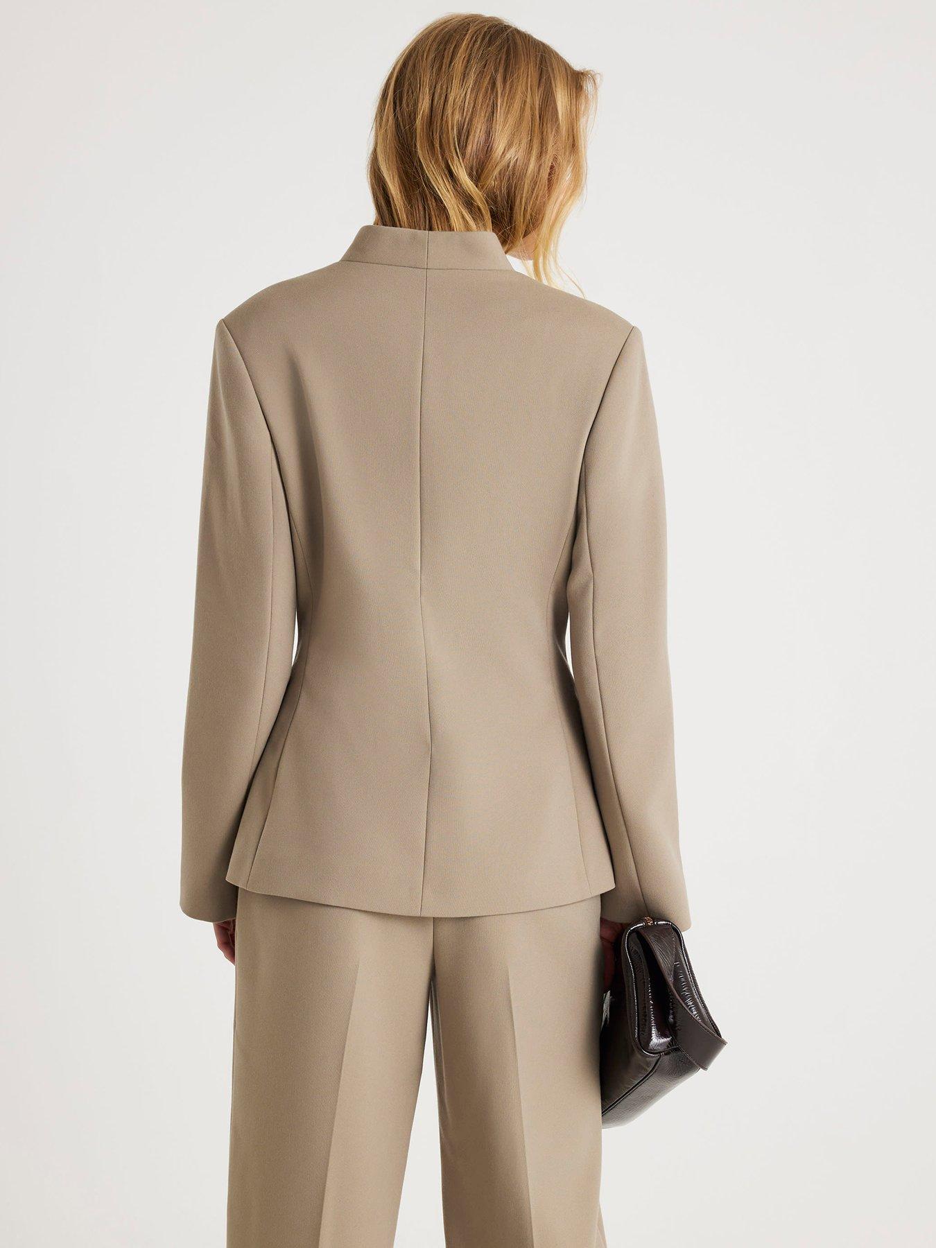 Image 2 of 4 of River Island Collarless Blazer - Beige