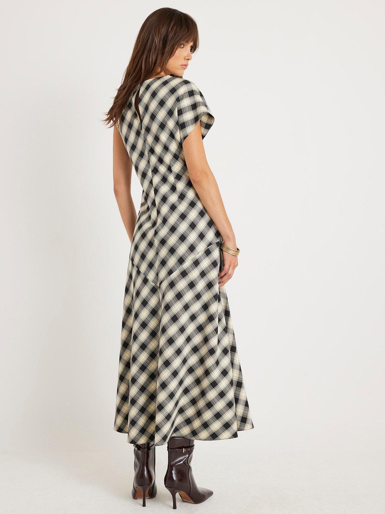 stillFront image of river-island-checked-knot-maxi-dress-cream