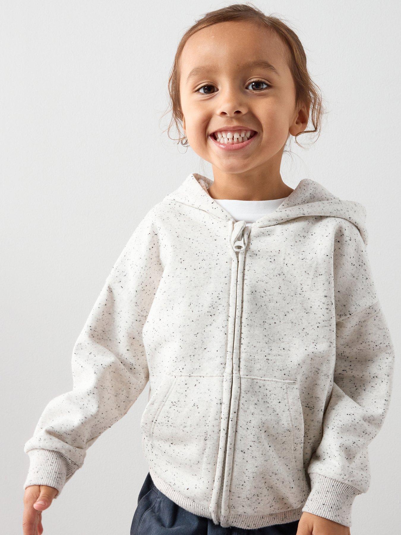 The Very Collection Boys Drop Shoulder Zip Through Hoodie - Cream
