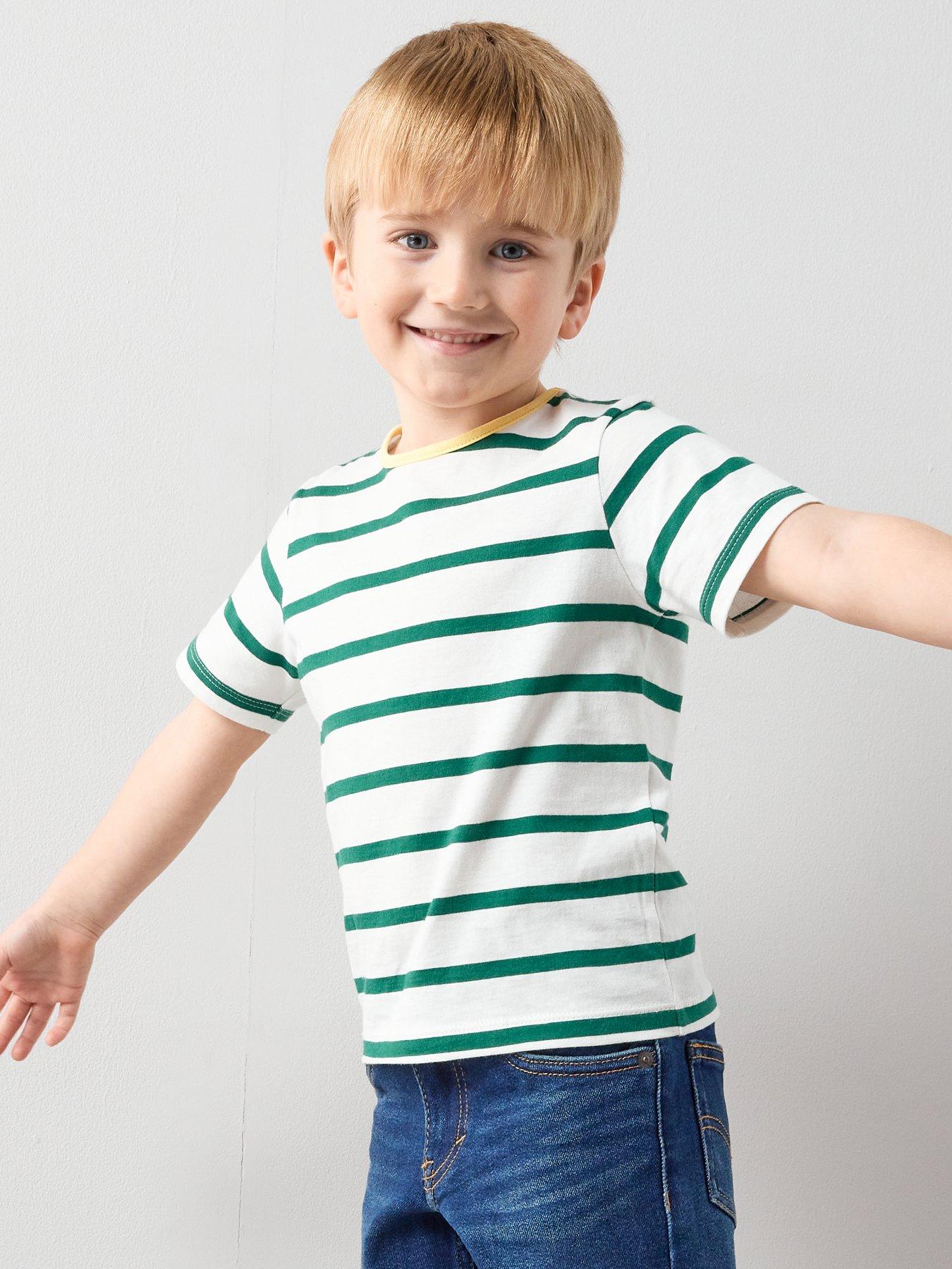 The Very Collection Boys Stripe Drop Shoulder T-shirt - Green
