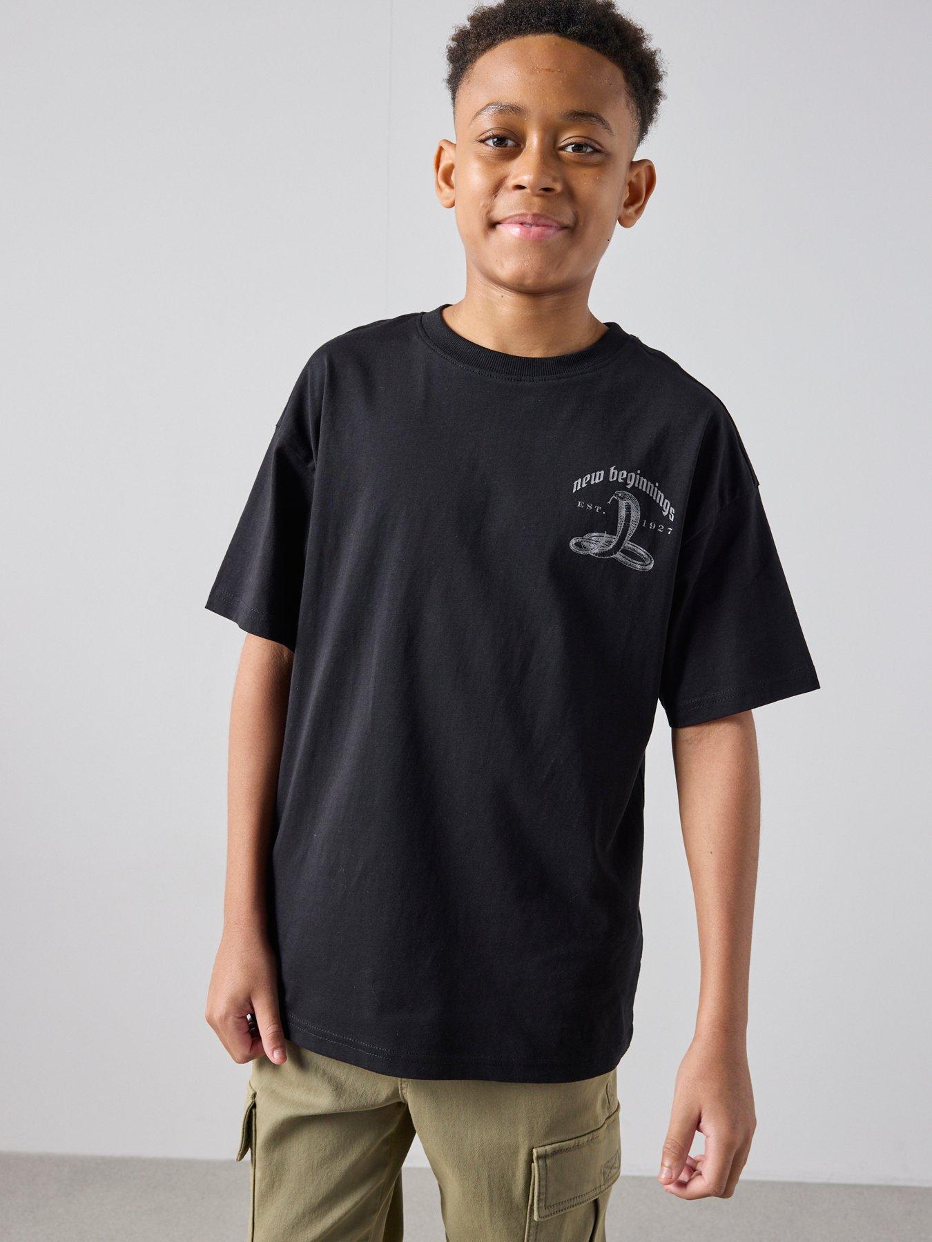 Image 2 of 7 of The Very Collection Boys Back Graphic New Beginnings T-Shirt - Black