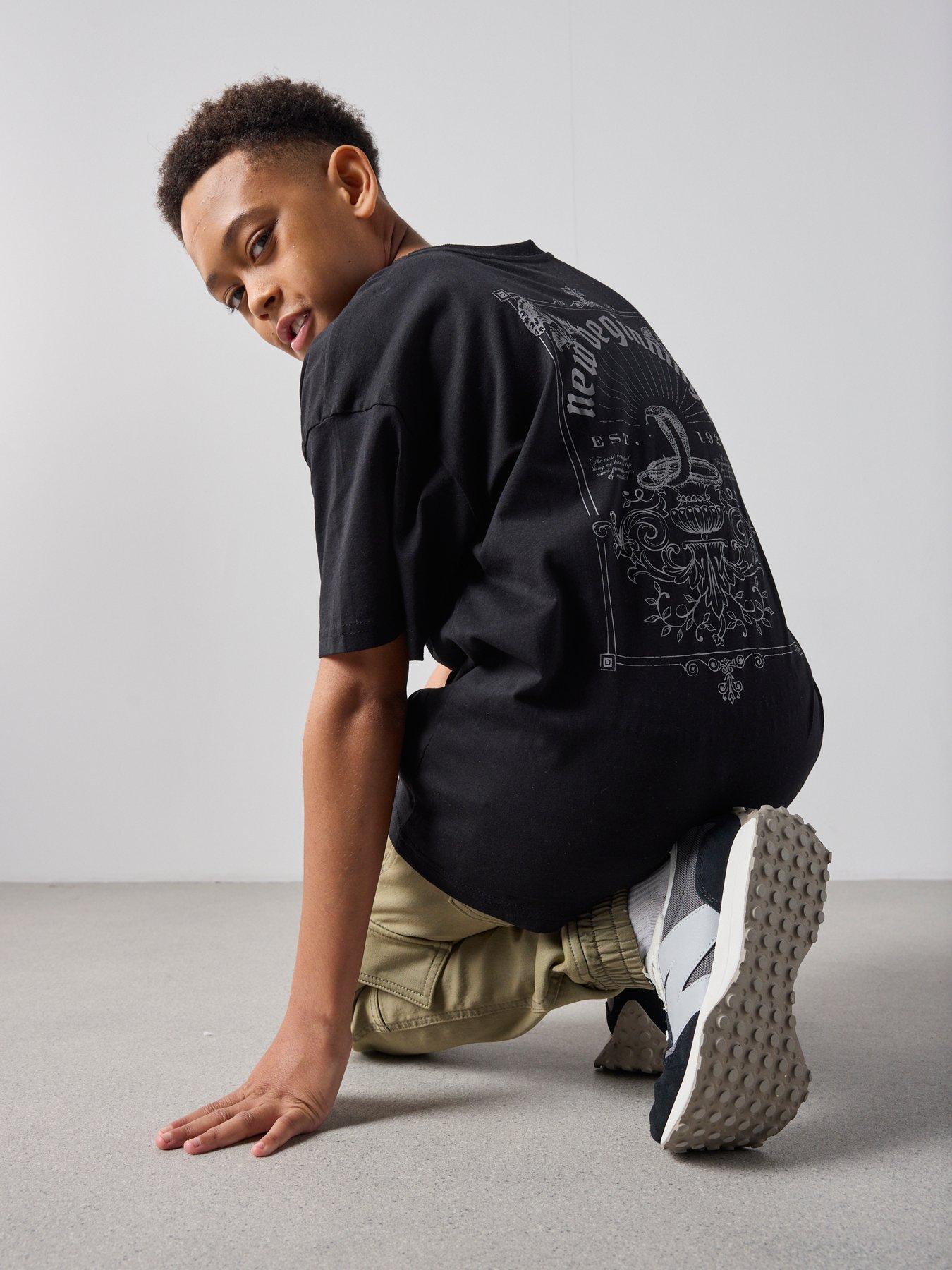 Image 4 of 7 of The Very Collection Boys Back Graphic New Beginnings T-Shirt - Black