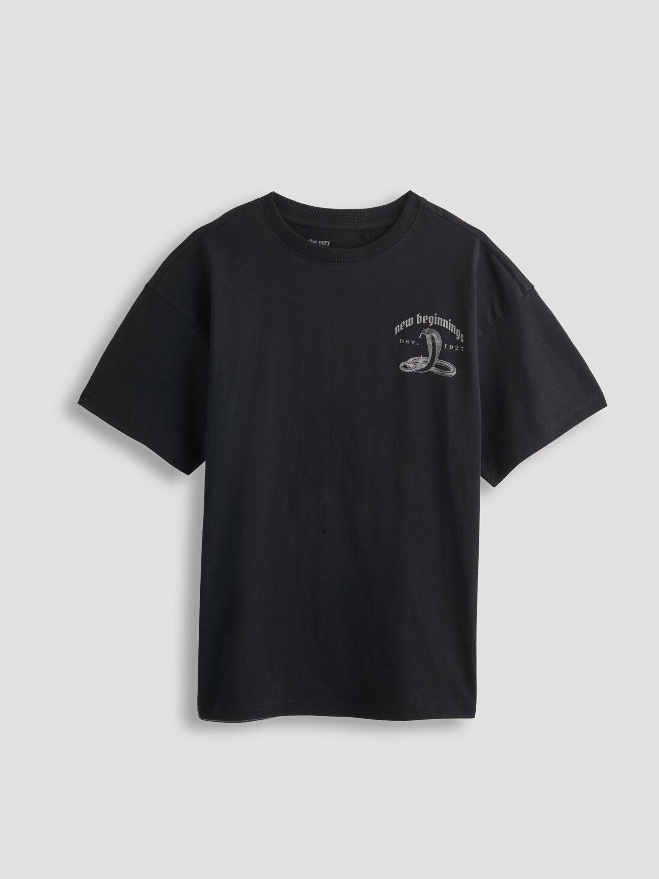 Image 7 of 7 of The Very Collection Boys Back Graphic New Beginnings T-Shirt - Black