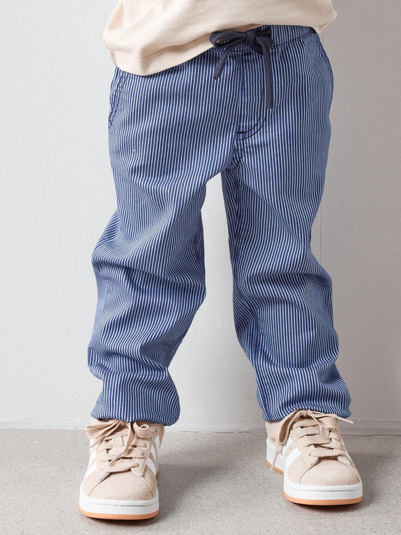 The Very Collection Boys Stripe Jeans With Elasticated Waist  &  Drawstring Fastening - Blue