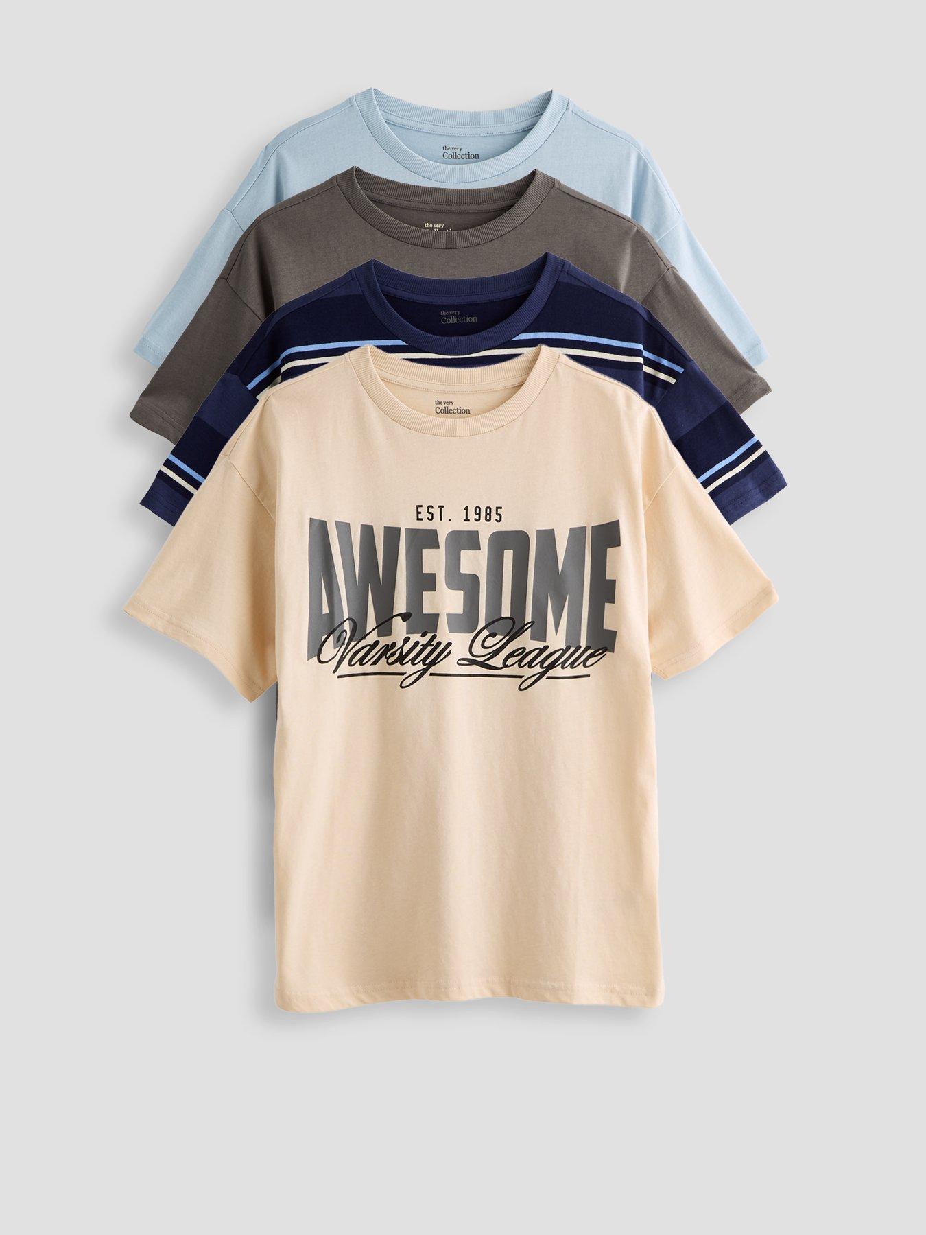 The Very Collection Boys 4 Pack Stripe Graphic T-shirts - Multi