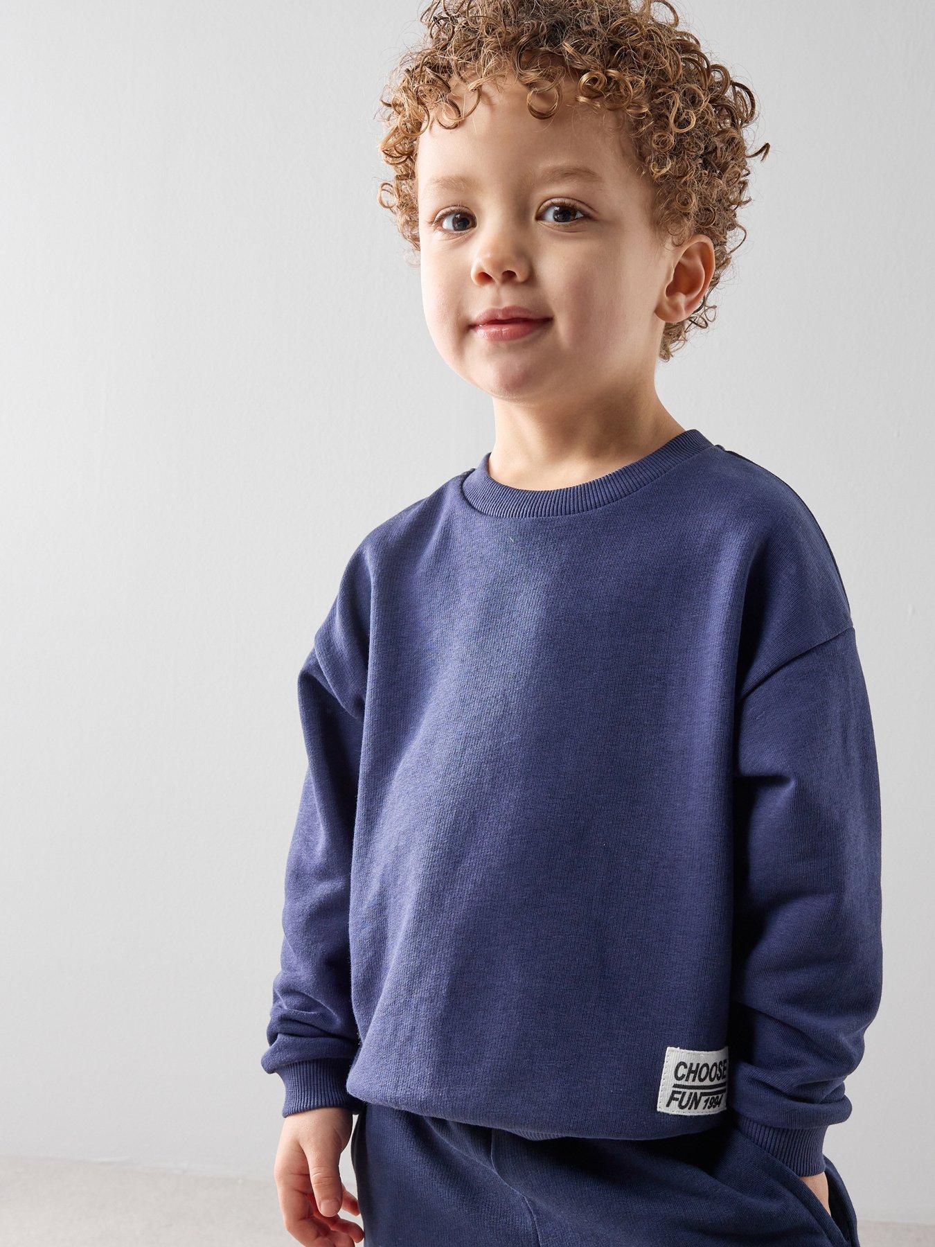 The Very Collection Boys Woven Tab Detail Sweatshirt  - Blue