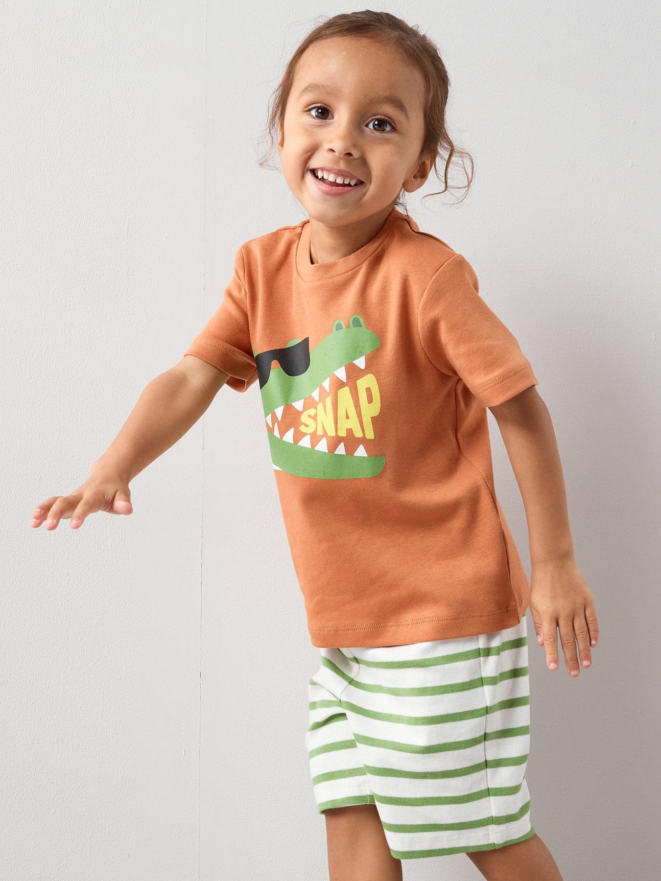 The Very Collection Boys Crocodile Shortie Pyjamas Set - Orange