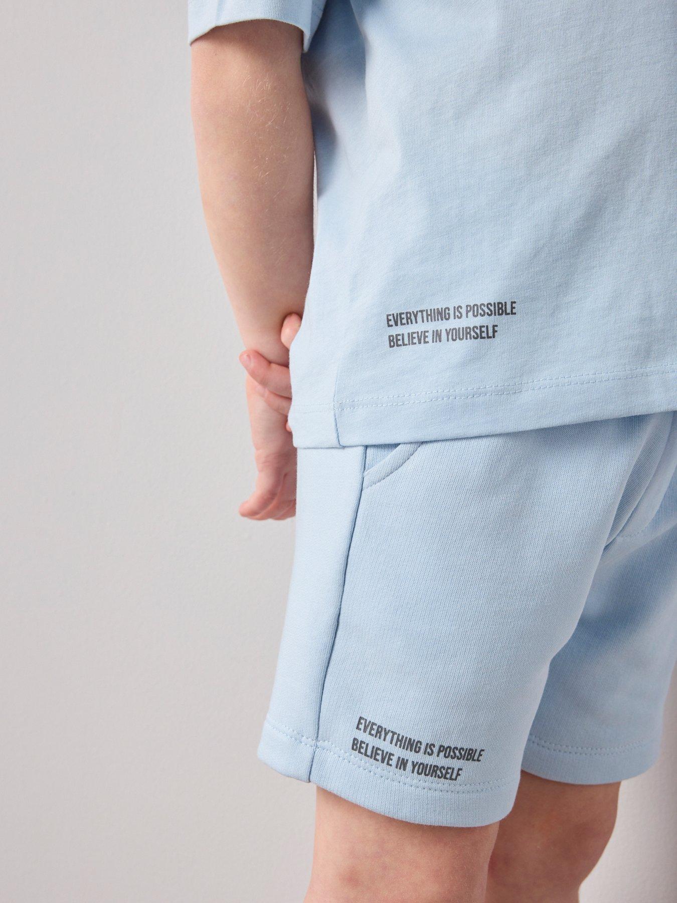 Image 4 of 7 of The Very Collection To Boys Cotton Rich Nyc Slogan T-Shirt &amp; Short Set - Blue