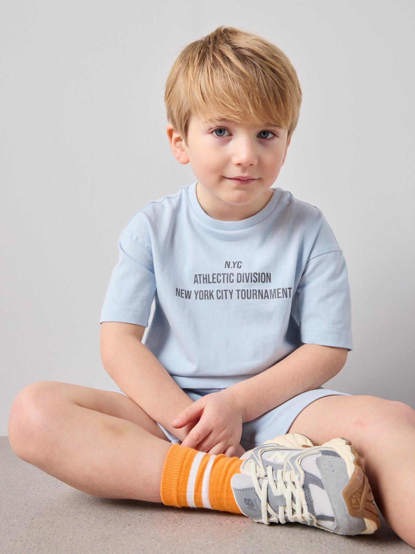 Image 5 of 7 of The Very Collection To Boys Cotton Rich Nyc Slogan T-Shirt &amp; Short Set - Blue