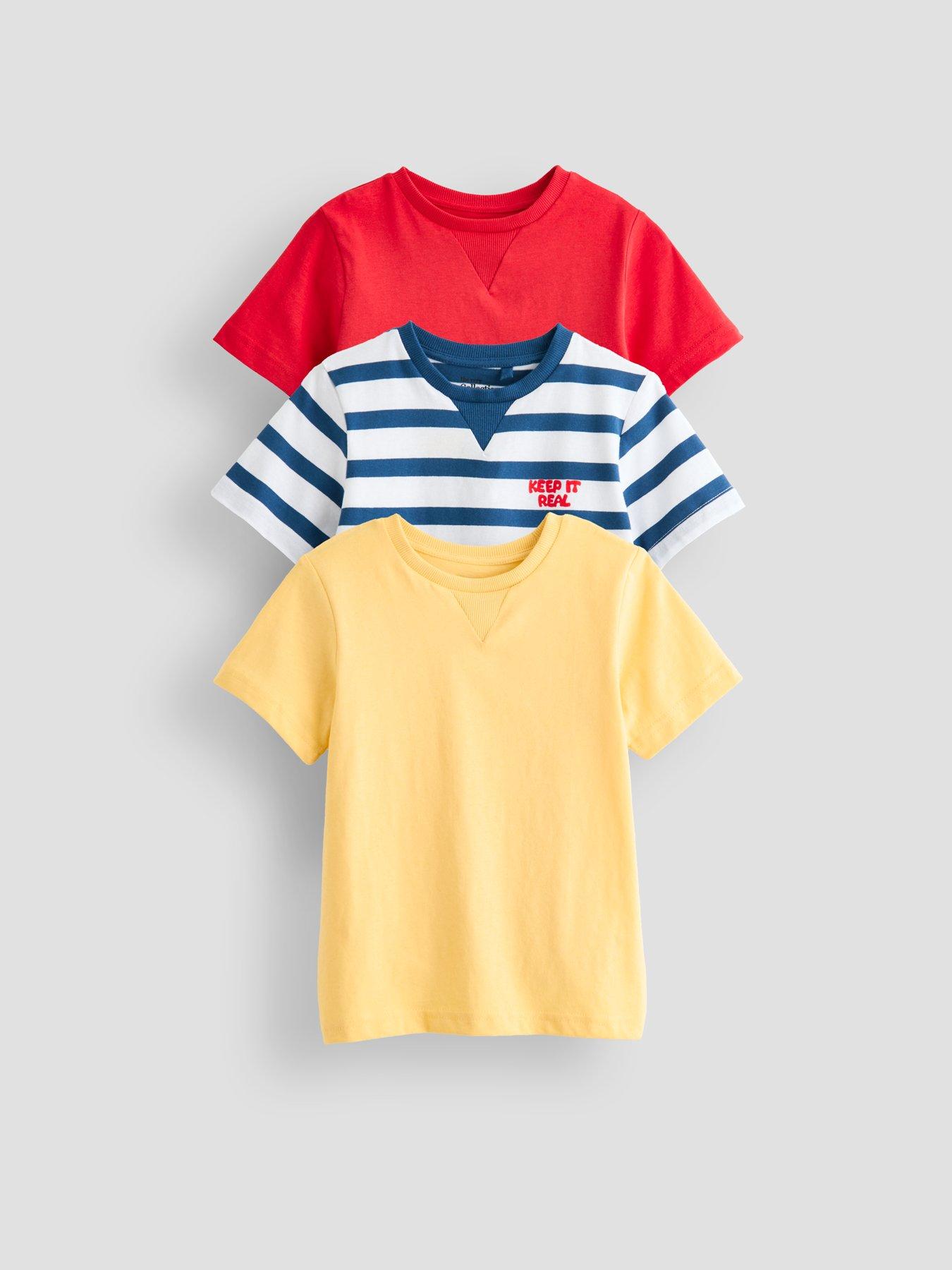 The Very Collection Boys Short Sleeve 3 Pack Stripe Dropped Shoulder Tshirt