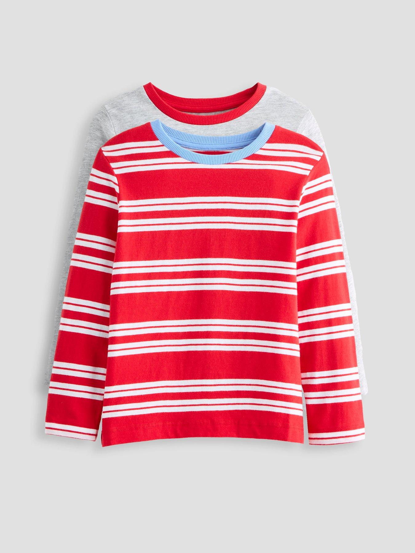 The Very Collection Boys 2 Pack Contrast Stripe Long Sleeve T-shirts - Multi