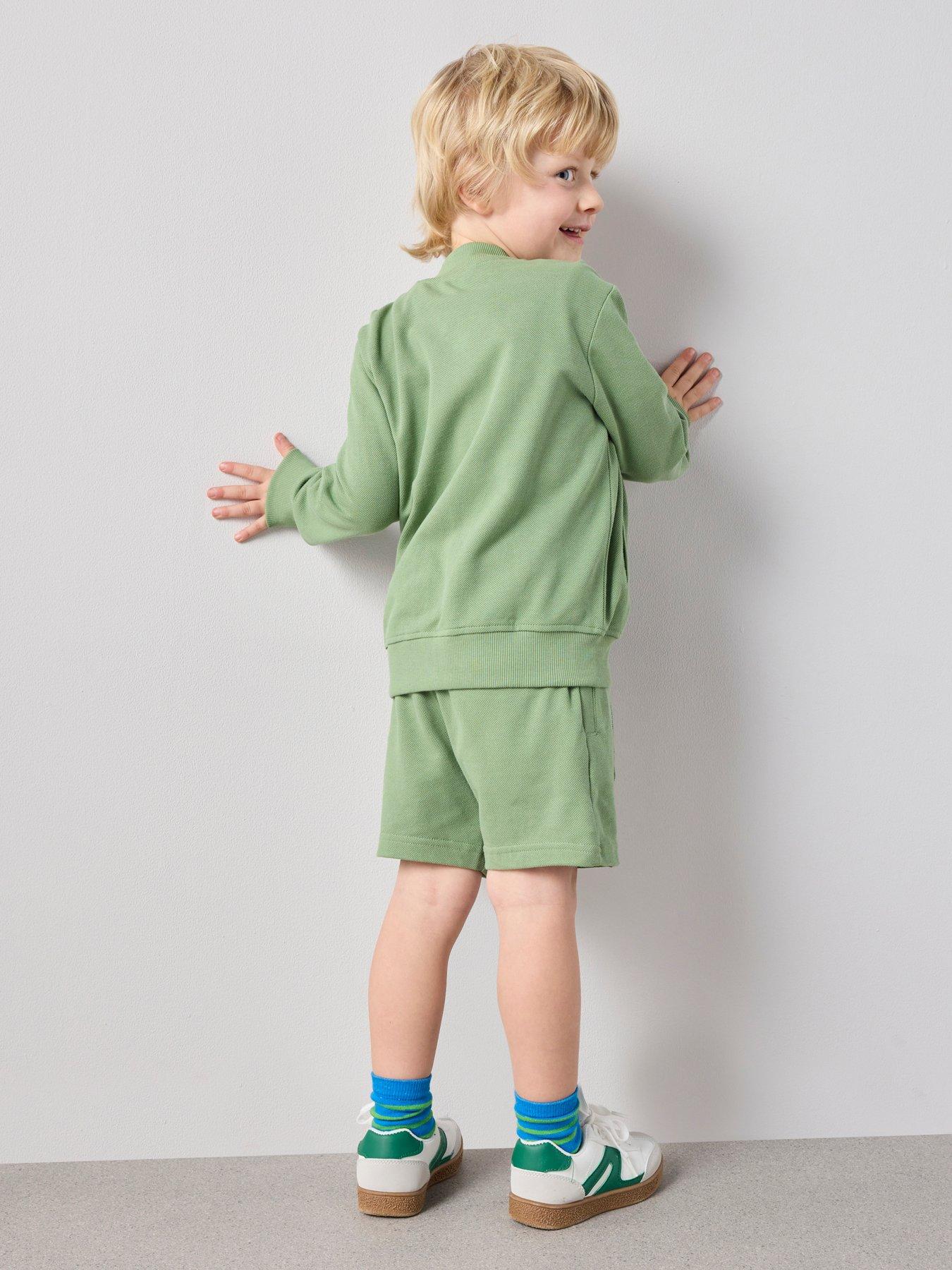Image 2 of 7 of The Very Collection Boys 3 Piece Pique Jacket, Shorts and T-Shirt Set - Green