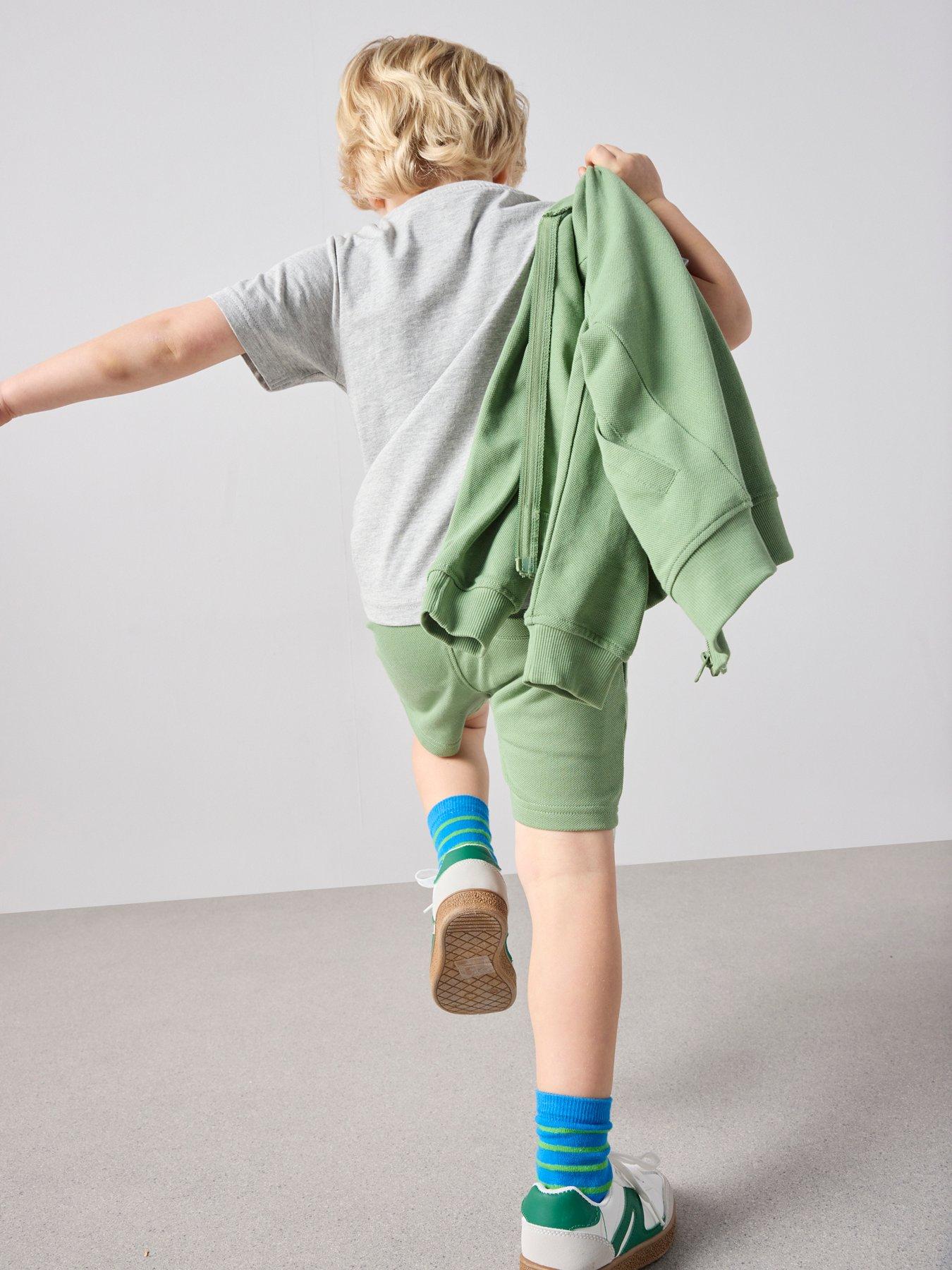 Image 3 of 7 of The Very Collection Boys 3 Piece Pique Jacket, Shorts and T-Shirt Set - Green