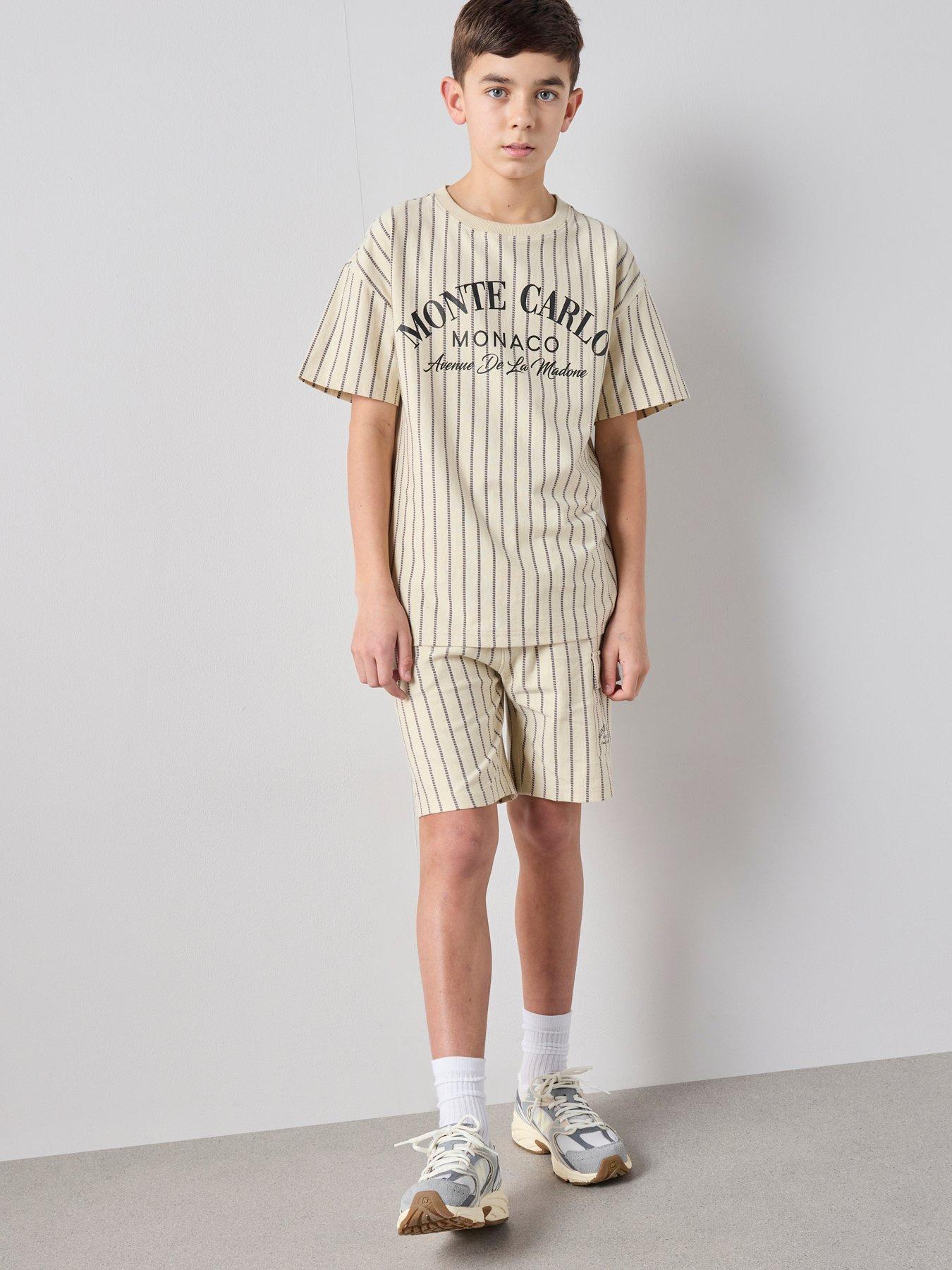 The Very Collection Boys Stripe City Slogan T-shirt - Multi