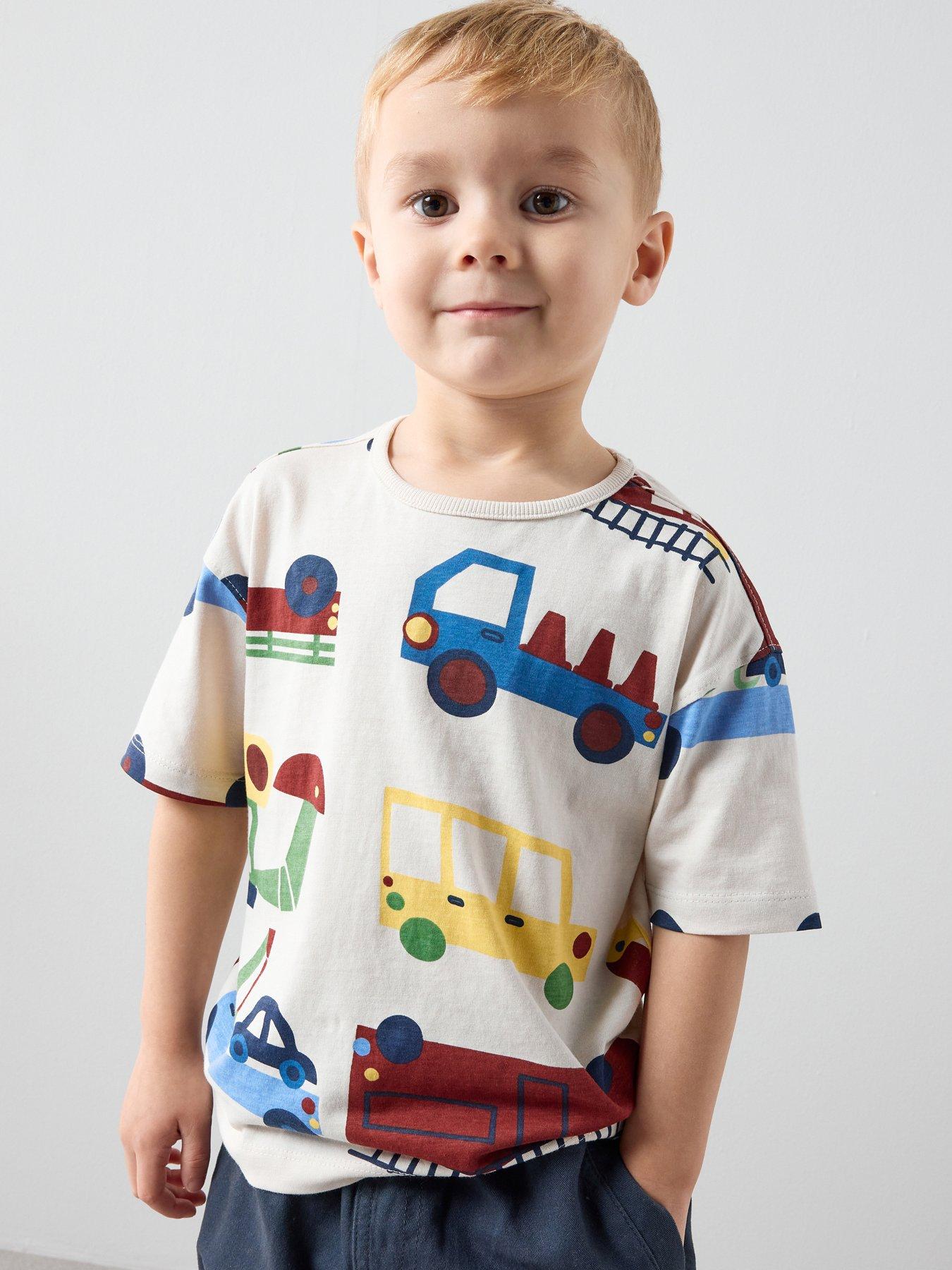 The Very Collection Boys Short Sleeve Transport Print Tshirt