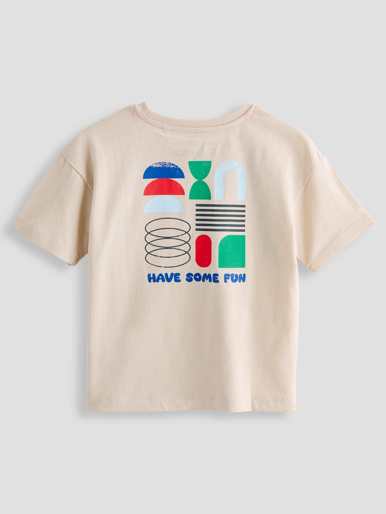 The Very Collection Boys Fun Shape Graphic Back Print Short Sleeve T-shirt - Grey