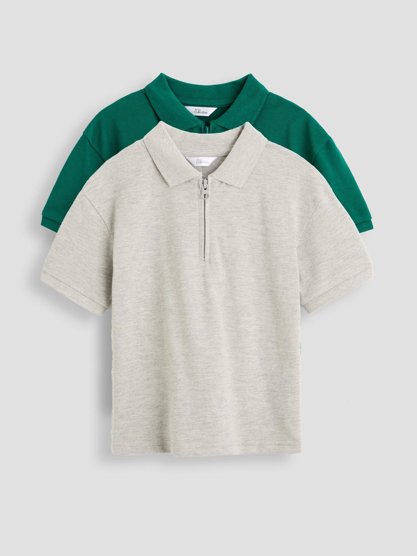 The Very Collection Boys 2 Pack Herringbone Detail Short Sleeve Polo Shirt - Multi