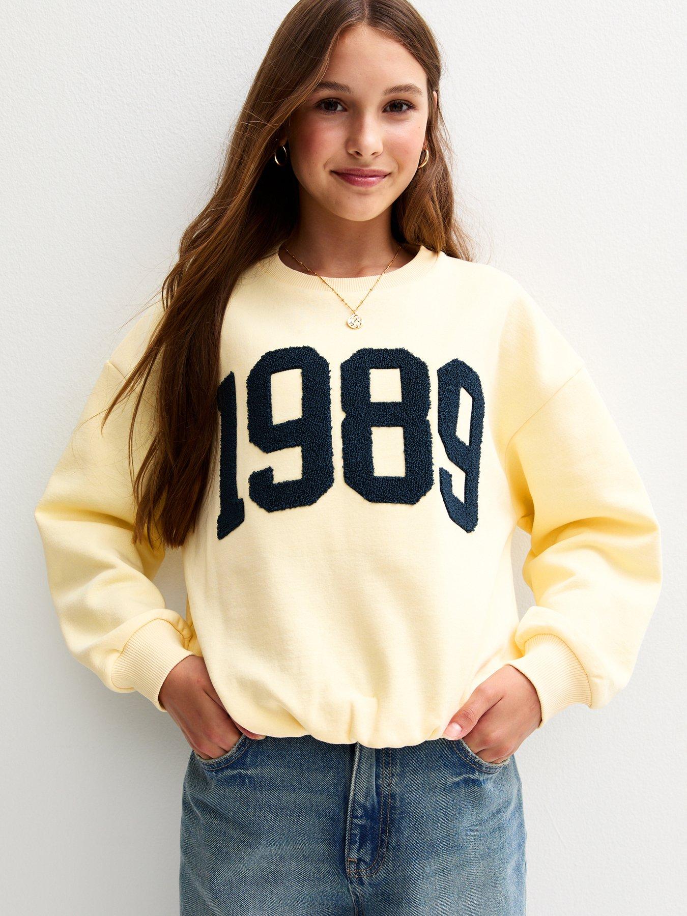 undefined Girls 1989 Towelling Bubble Hem Sweatshirt - Light Yellow