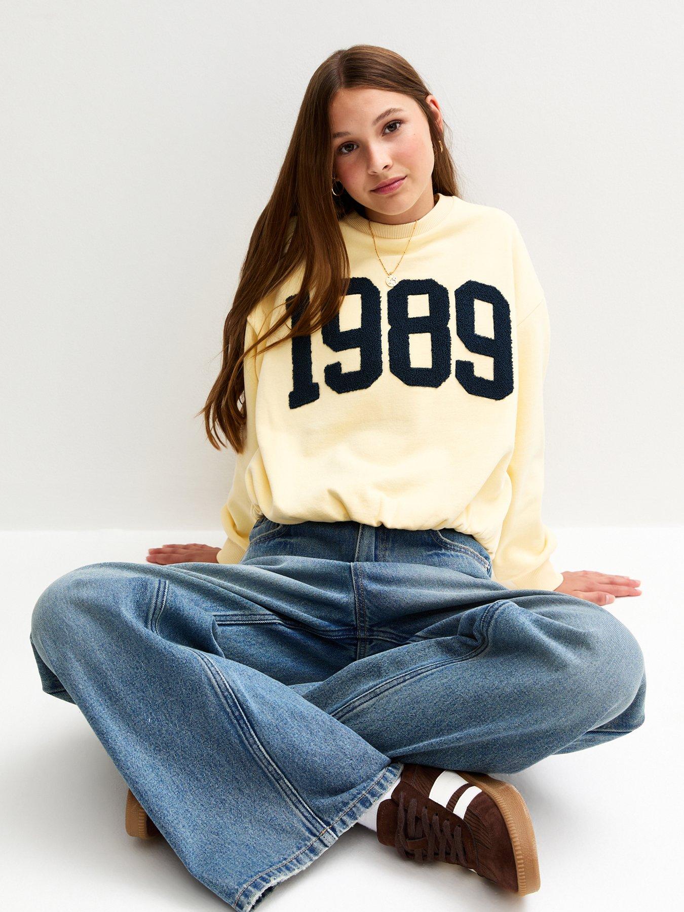Image 3 of 4 of New Look 915 Girls 1989 Towelling Bubble Hem Sweatshirt - Light Yellow