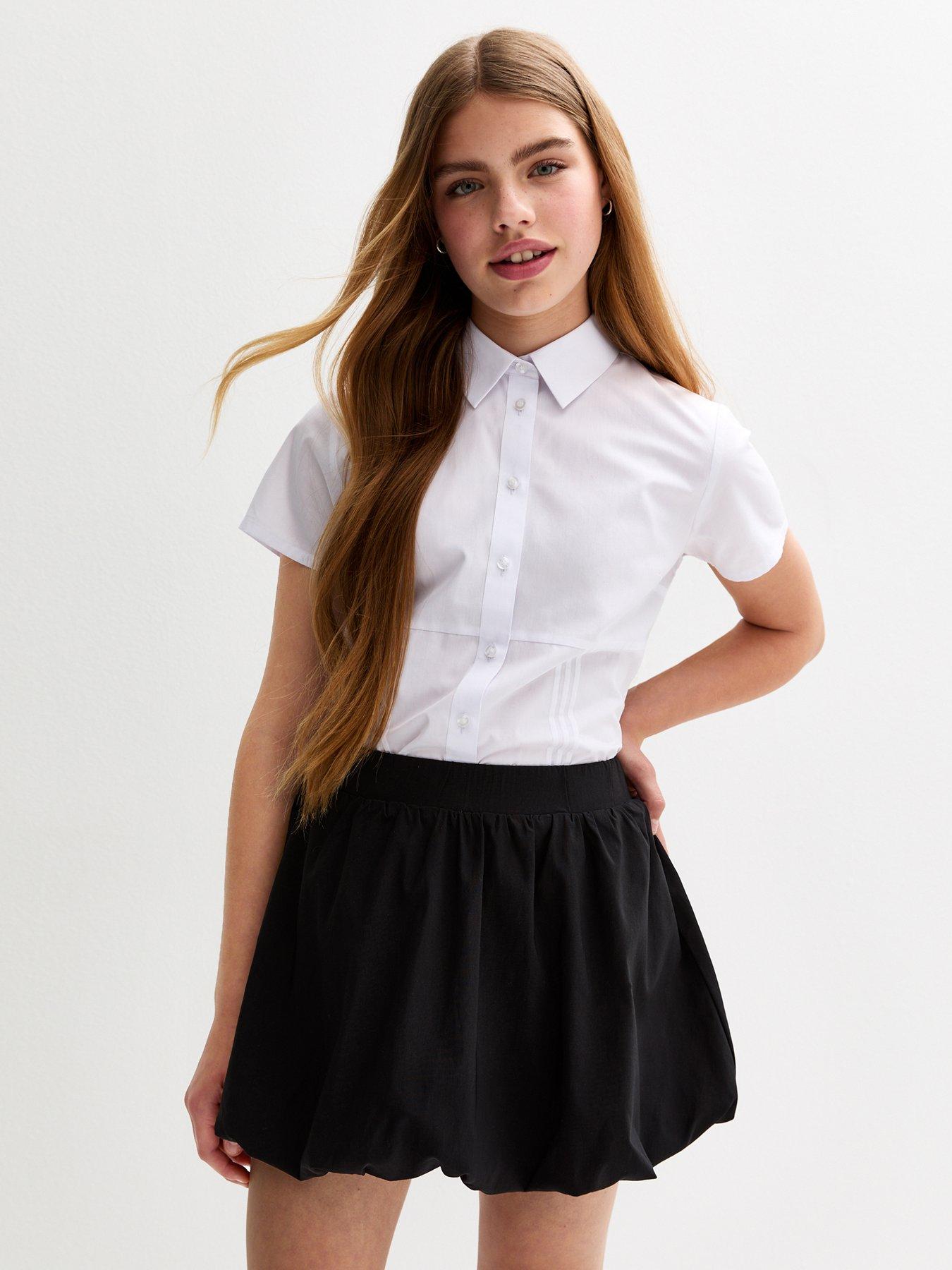 undefined Puffball Hem School Skirt - Black