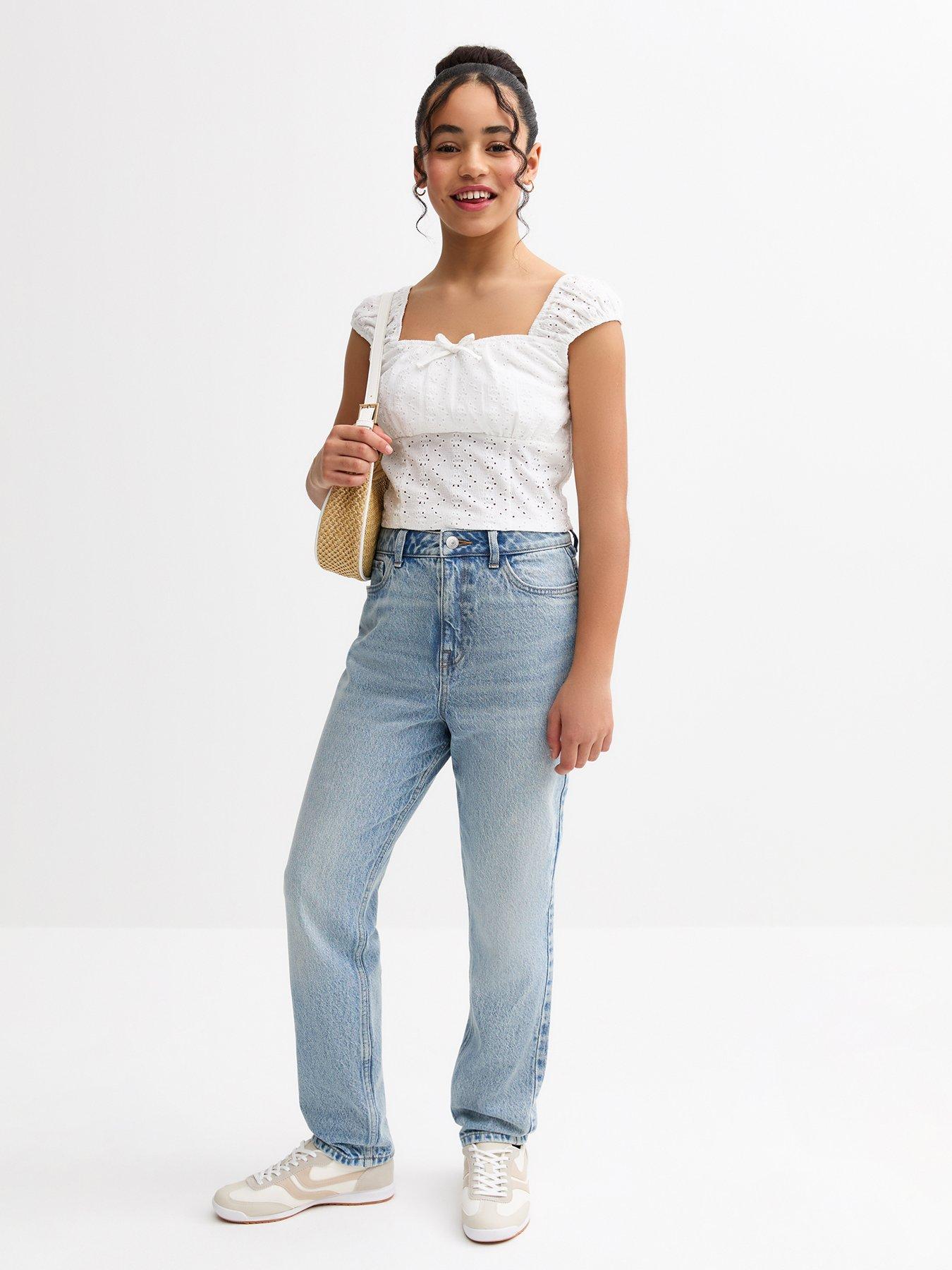 Image 1 of 6 of New Look 915 Girls Vintage Mom Jeans - Blue