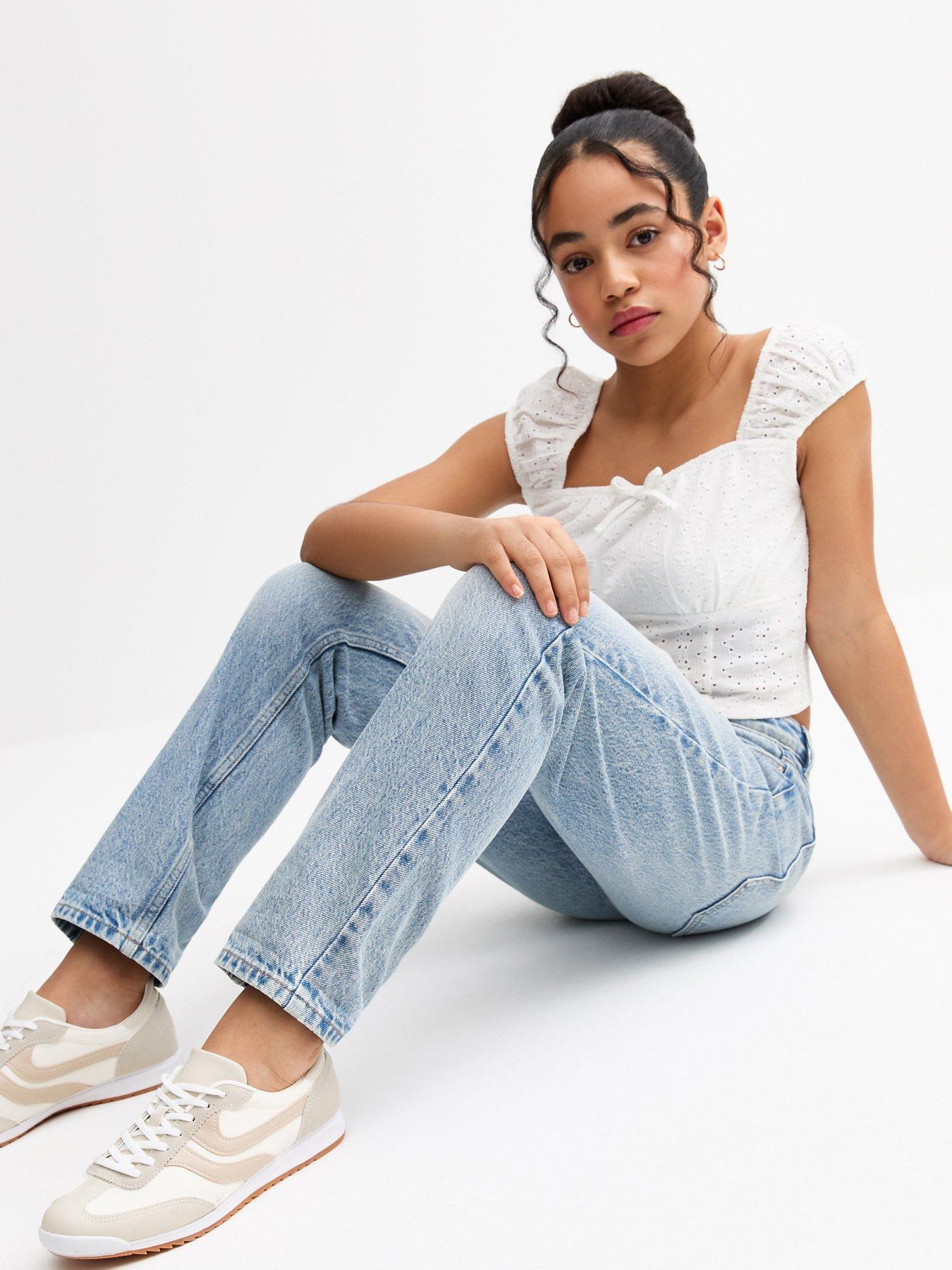 Image 3 of 6 of New Look 915 Girls Vintage Mom Jeans - Blue