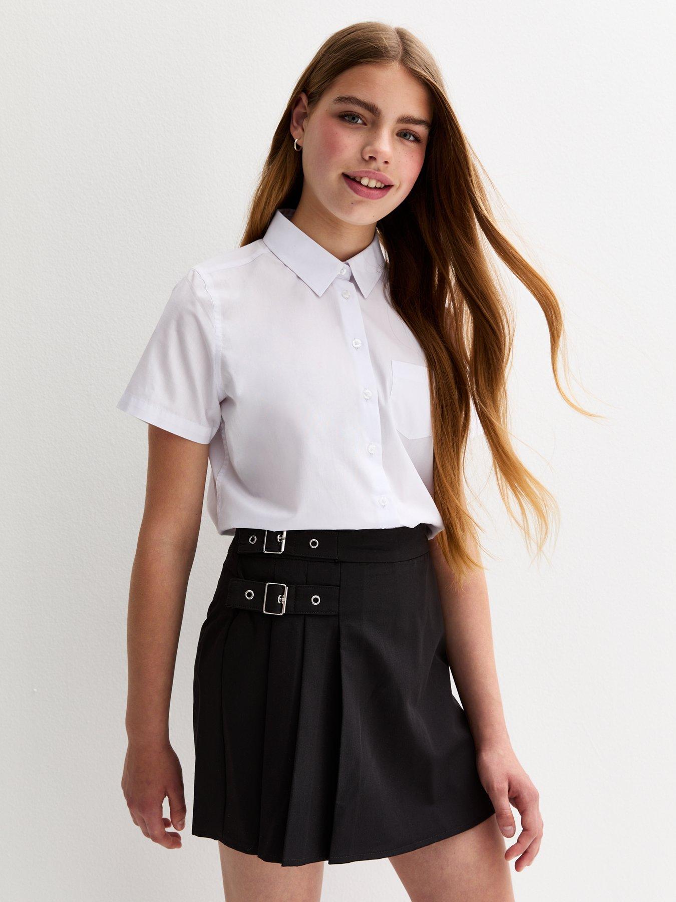 undefined Girls Buckle Trim School Skort - Black