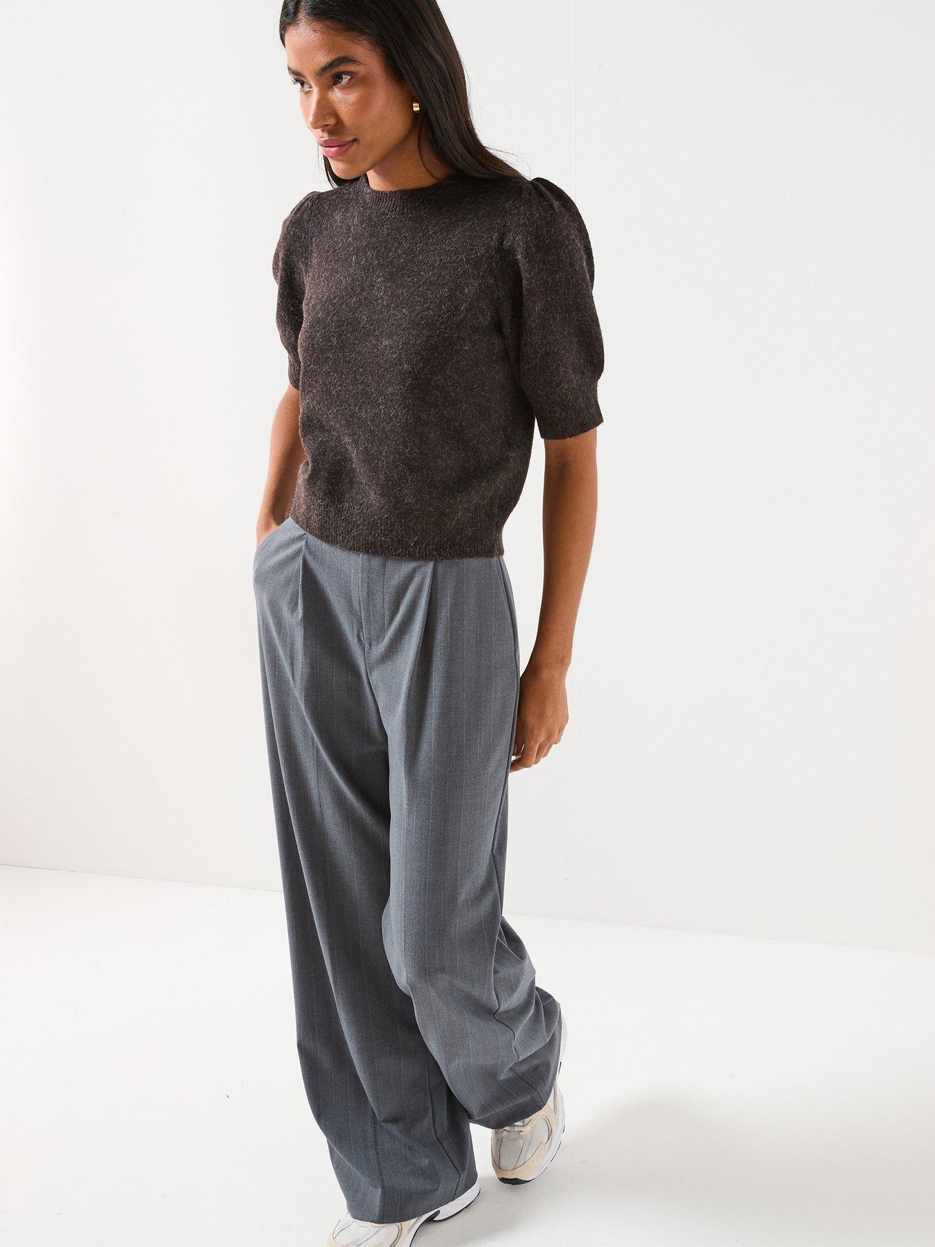  image of vero-moda-24-o-neck-short-sleeve-jumper-brown