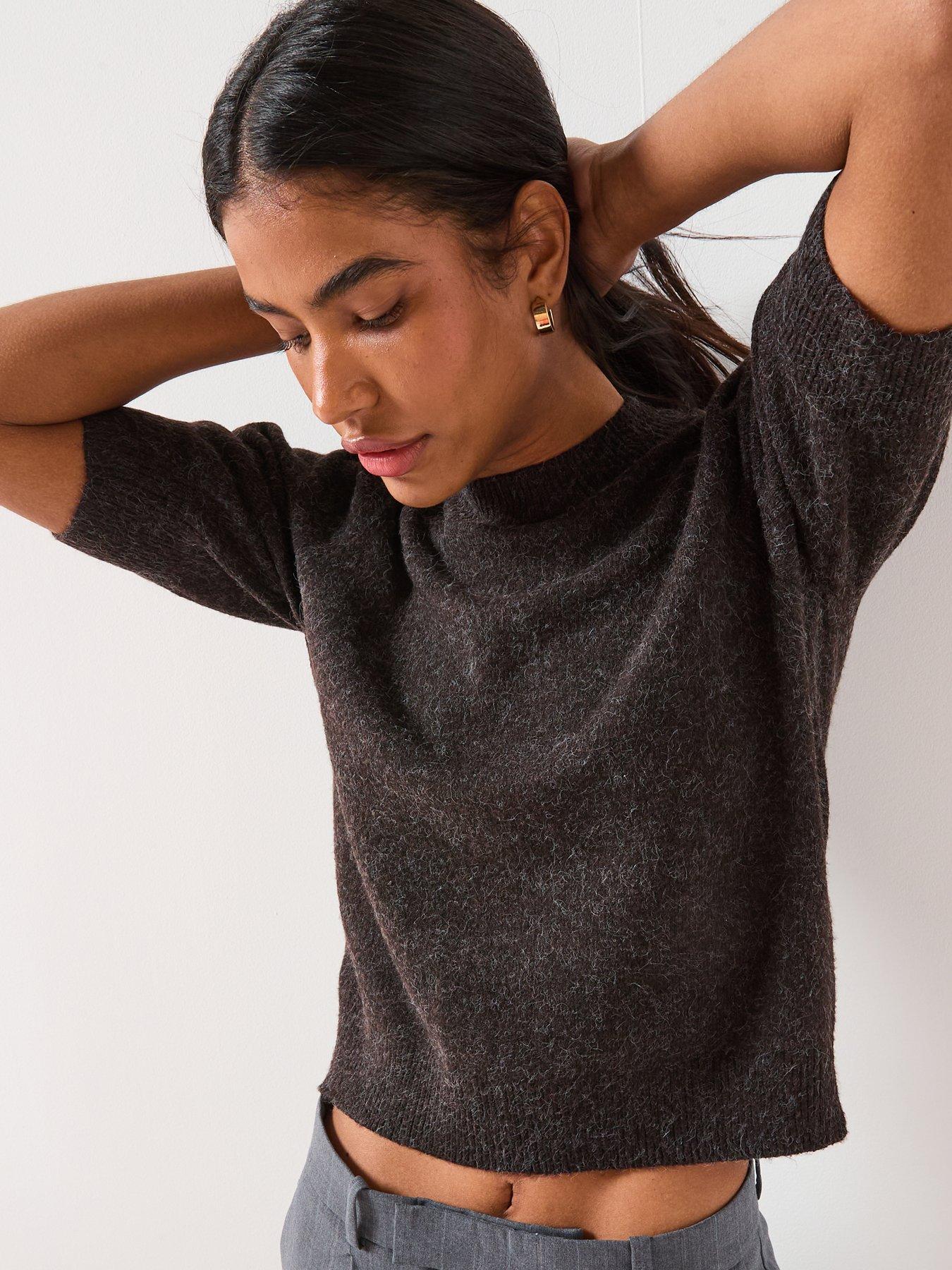 Image 4 of 6 of Vero Moda 2/4 O-neck Short Sleeve Jumper - Brown