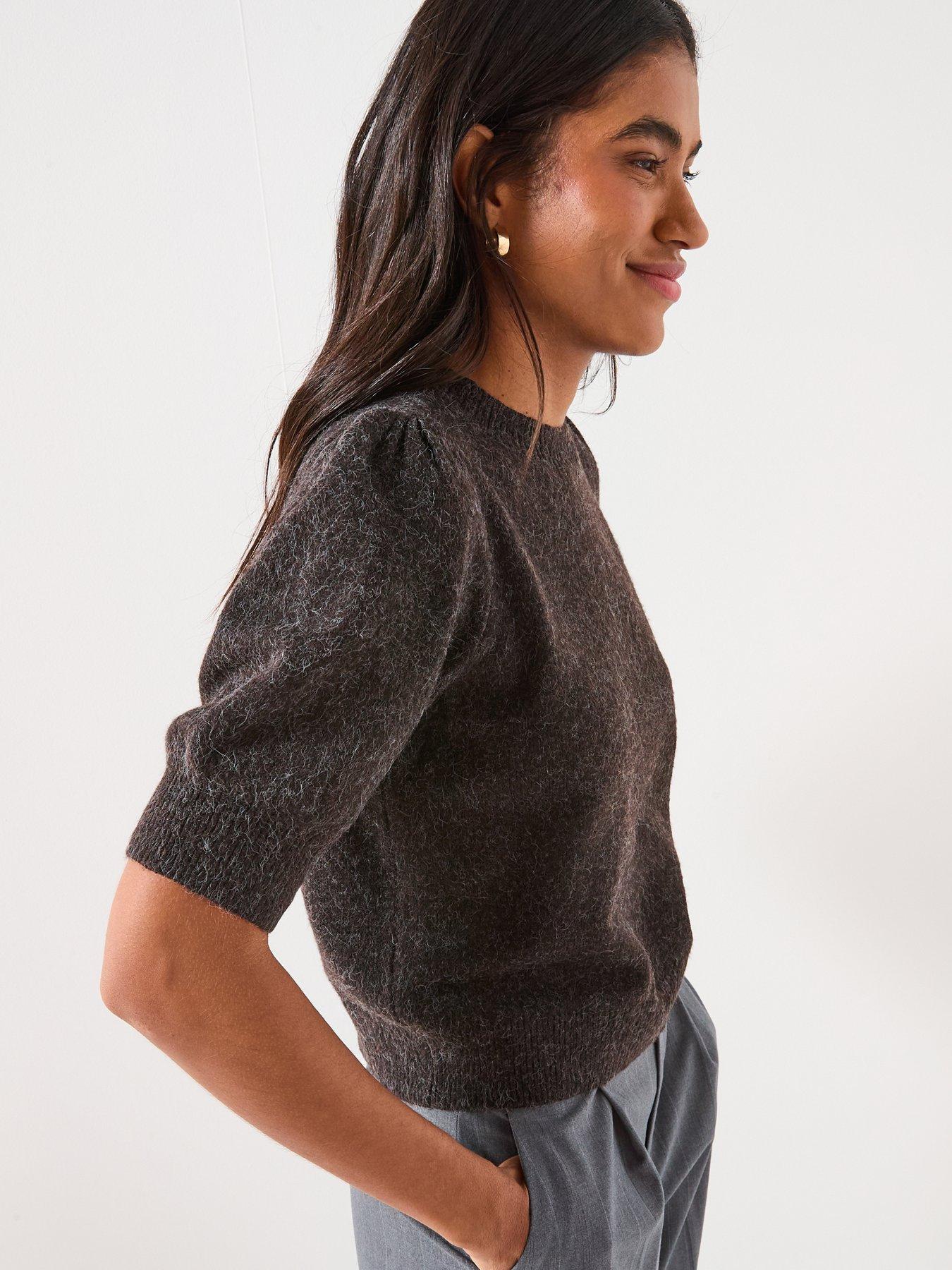  image of vero-moda-24-o-neck-short-sleeve-jumper-brown